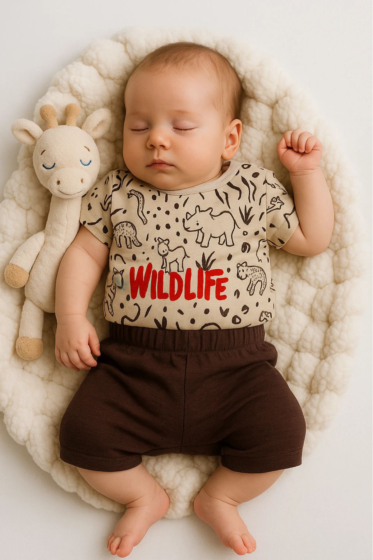 Çıldırıns Yazlık Wildlife Baskılı 2’li Bebek Takım