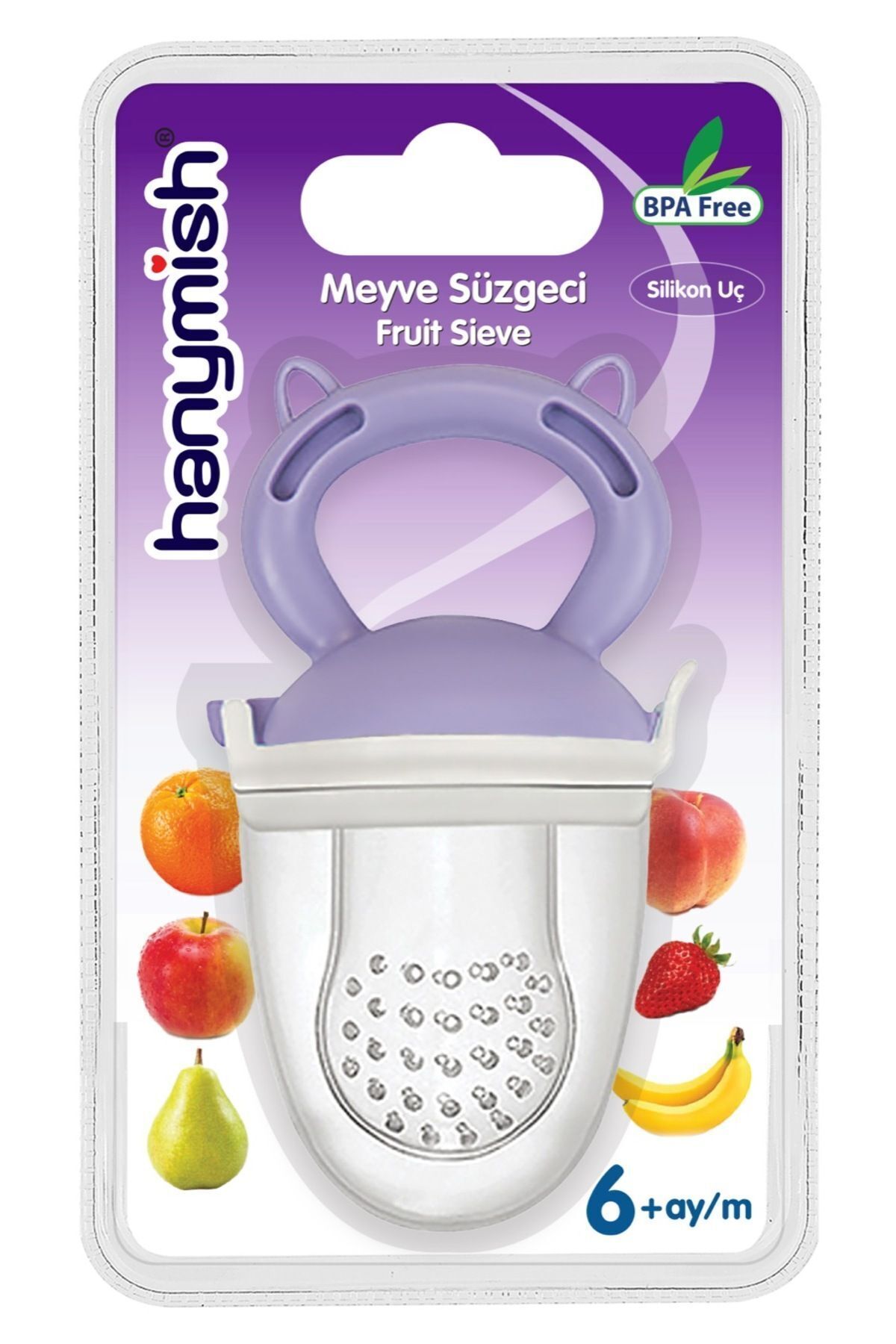 Hanymish Bebekler Için Doğal Delikli Tasarımlı Meyve Süzgeci Emziği Mor fotoğrafı 5 (önizleme)