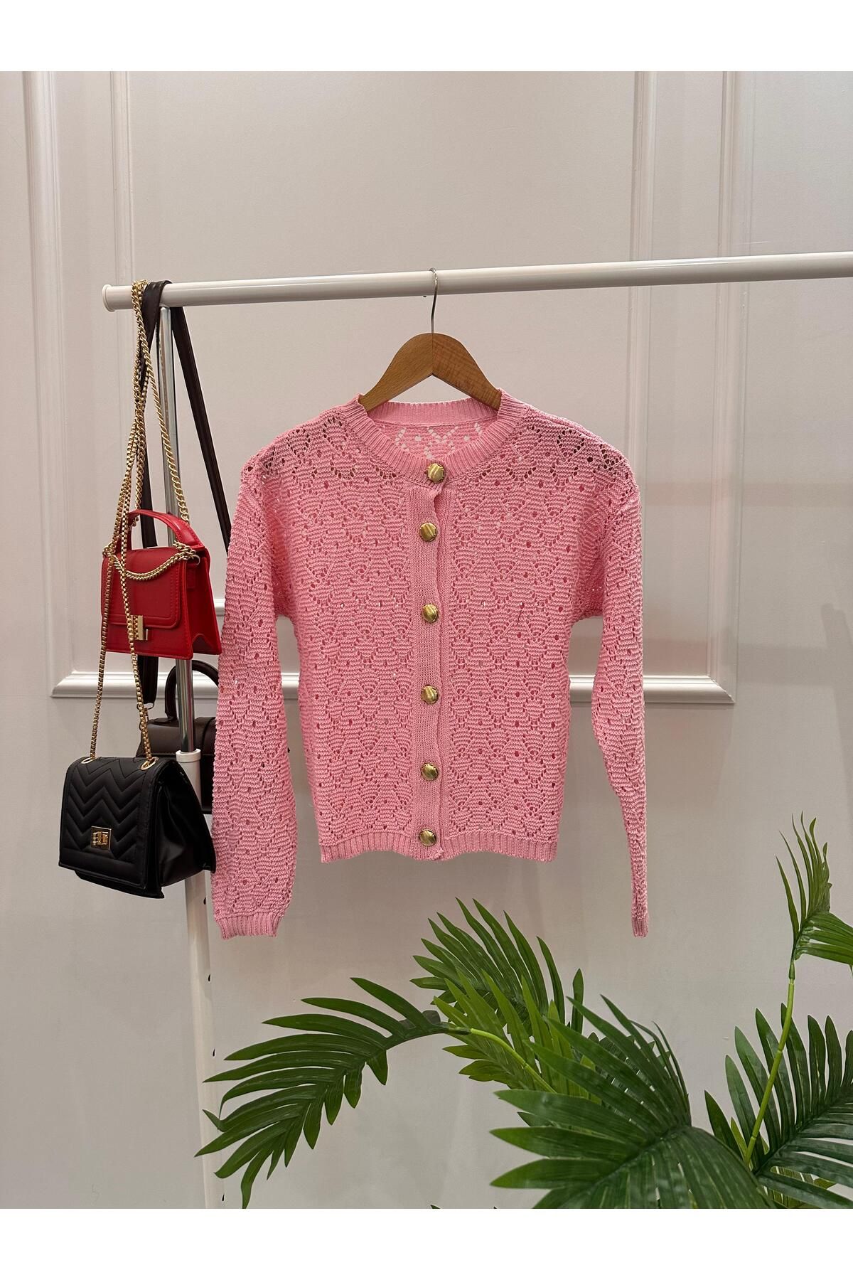 Butik Ajurlu Düğmeli Mevsimlik Triko Hırka BK-4383