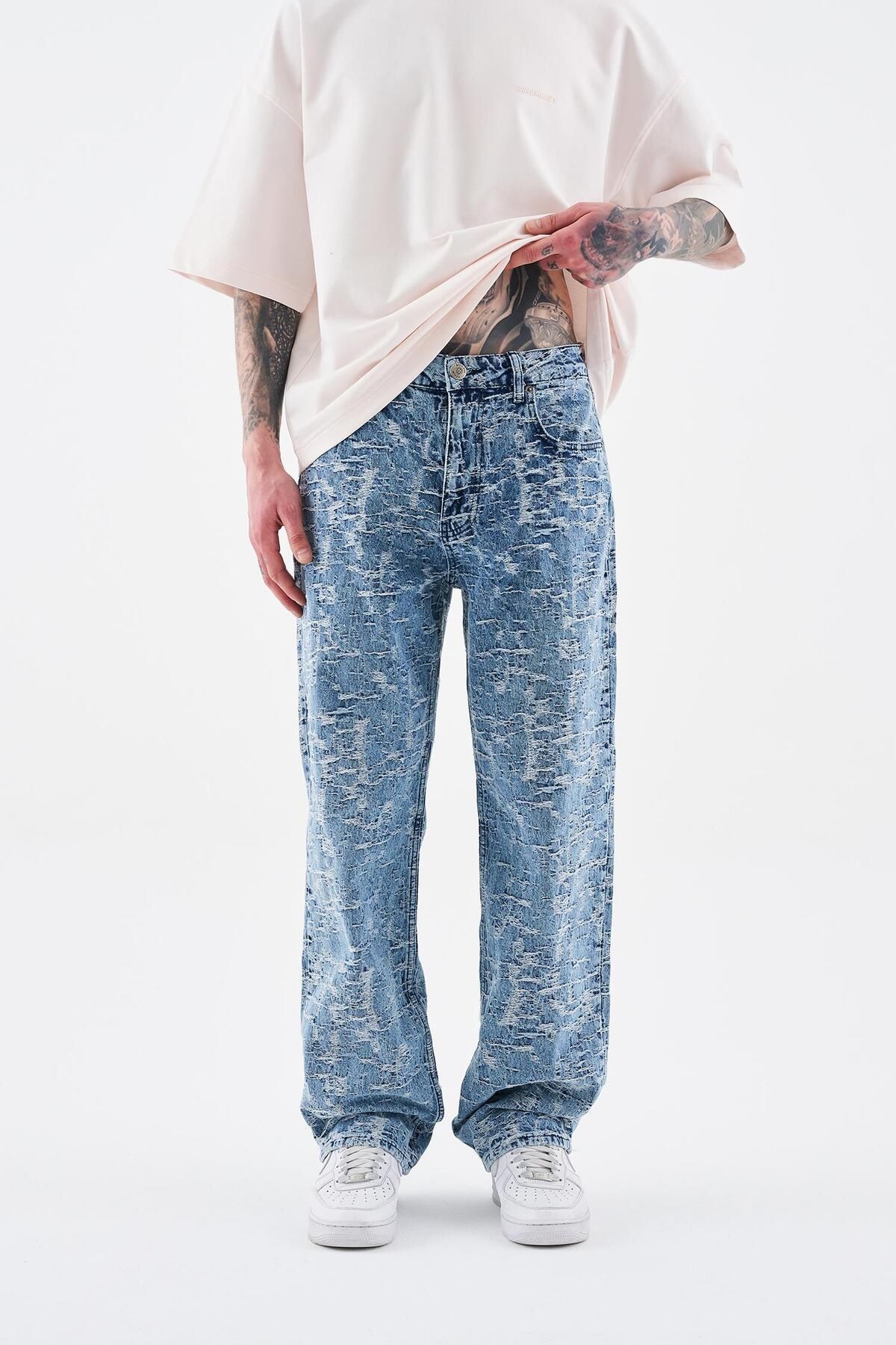 Machinist Erkek Patterned And Textured Jean Lıght Blue