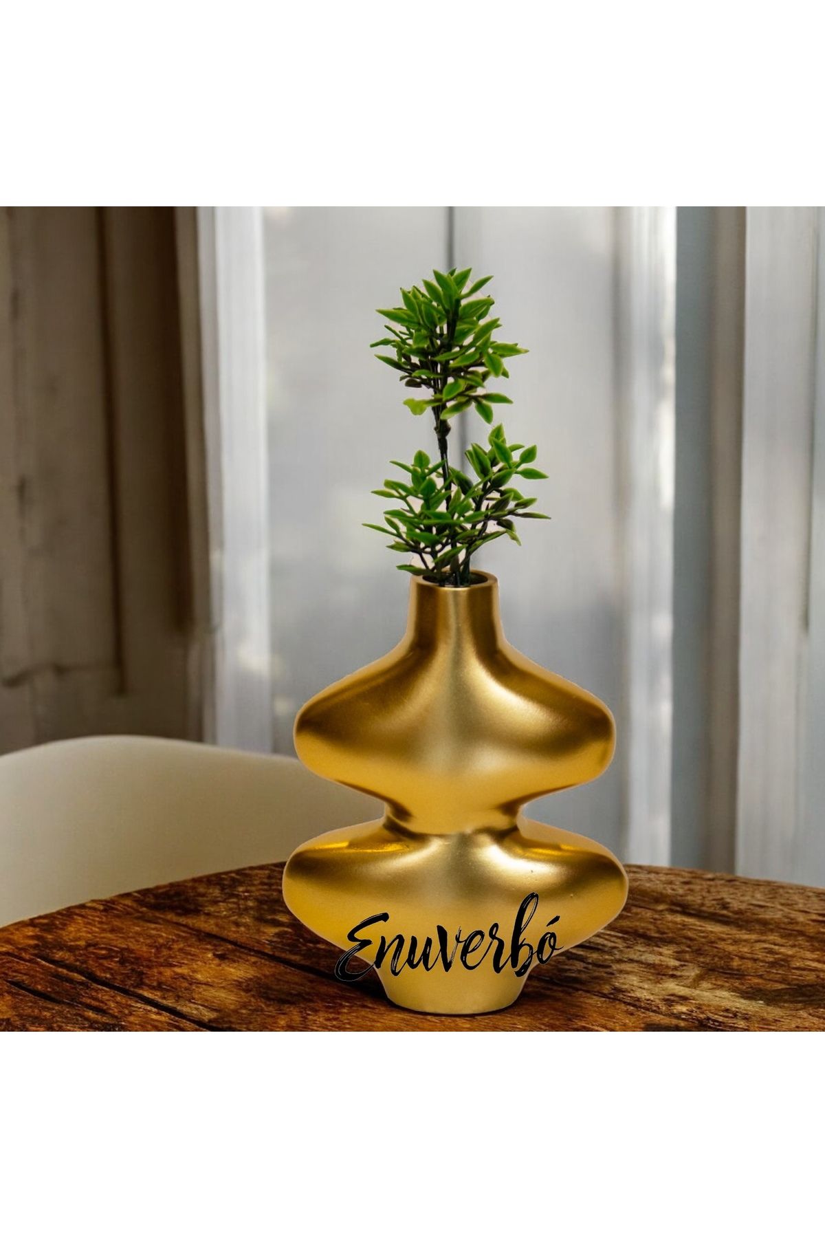 Enuverbi Polyester İki Boğumlu - Kelebek Vazo 20x16cm