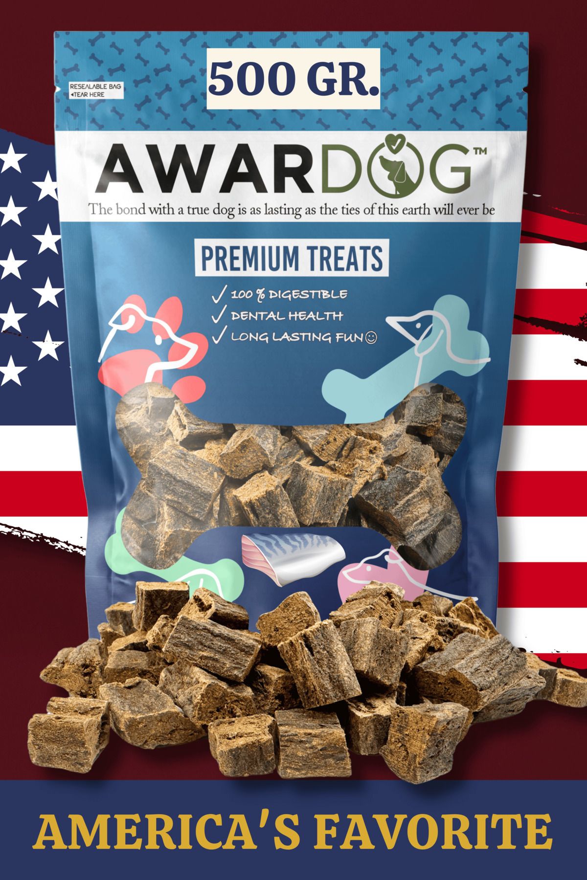 AWARDOG %100 Doğal Balıklı Ciğer Küpleri – Yüksek Proteinli Köpek Ödül Maması (500 GR)
