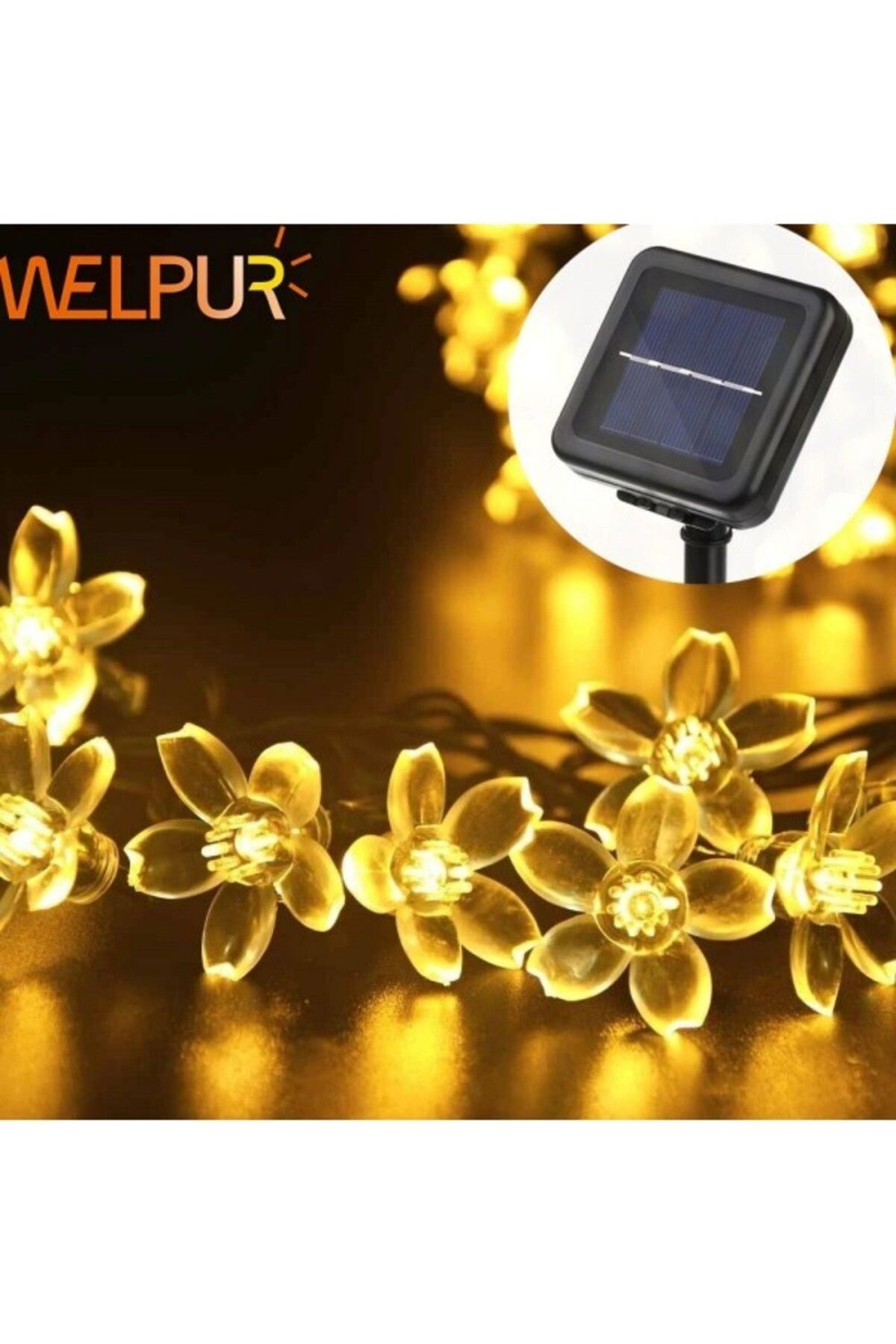 kuzenler store Solar Çiçekli Dekoratif 30 Led Bahçe Lambası
