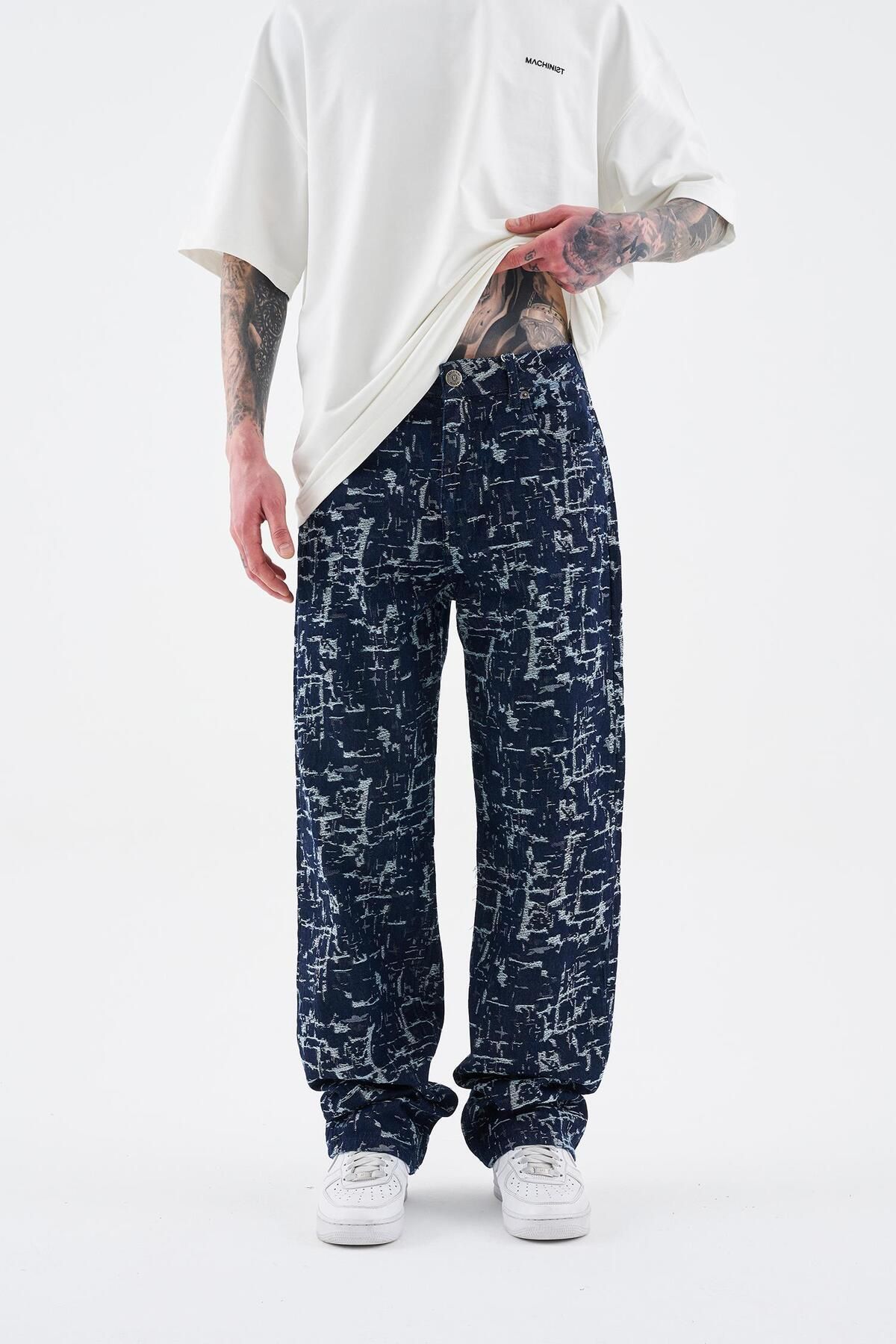 Machinist Erkek Patterned And Textured Jean Mavi