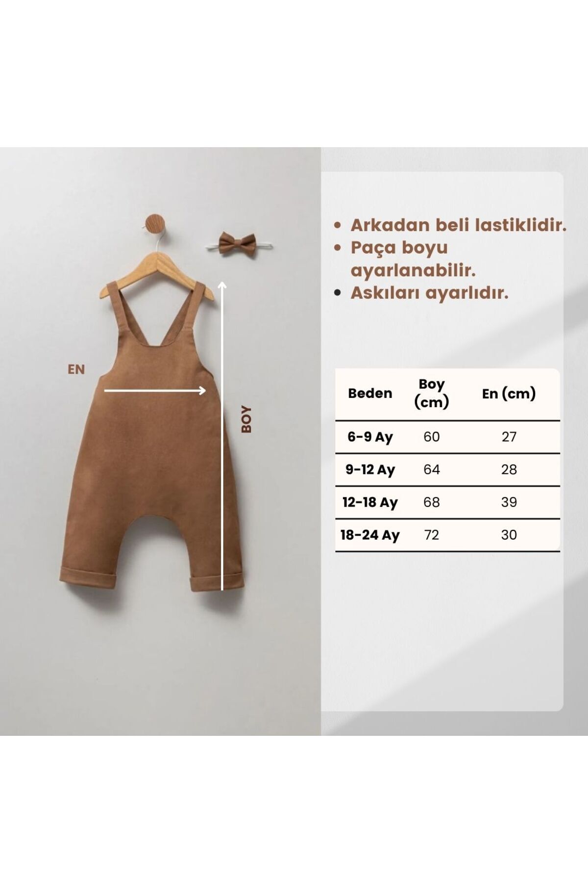 Kuarks Erkek Bebek Tulum Kanvas Askılı Tulum %100 Pamuk Tulum (GÖMLEK DAHİL DEĞİLDİR) fotoğrafı 3 (önizleme)