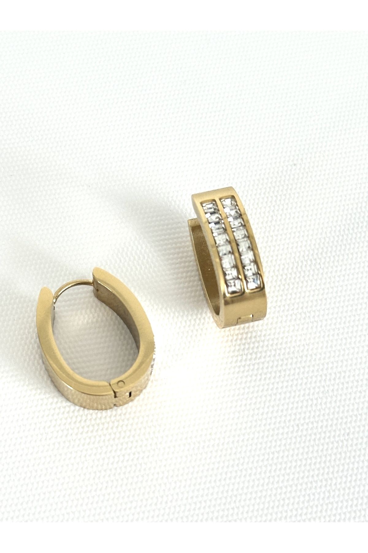stainles steel Özel Seri 316L Çelik Gold Taşlı Şık Küpe