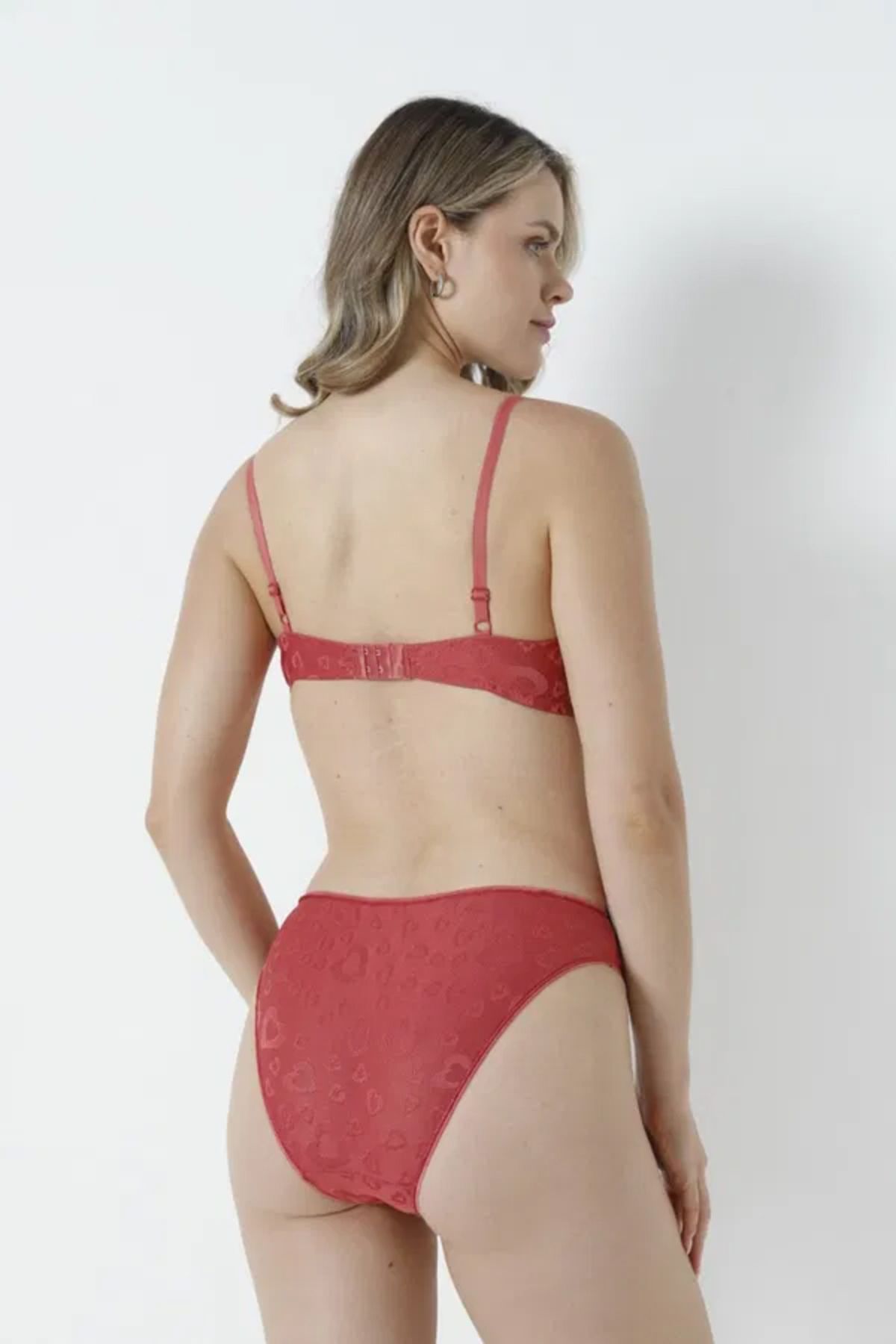 Butik Sütyen Takım Kalpli Boş Ekru - 26341