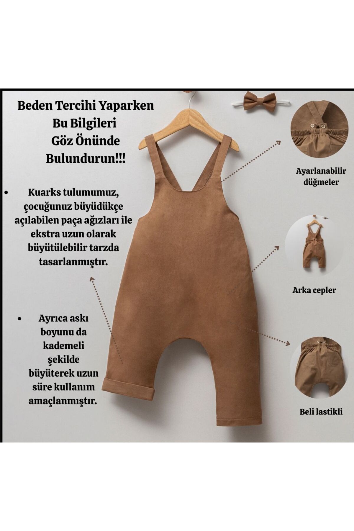 Kuarks Erkek Bebek Tulum Kanvas Askılı Tulum %100 Pamuk Tulum (GÖMLEK DAHİL DEĞİLDİR) fotoğrafı 2 (önizleme)