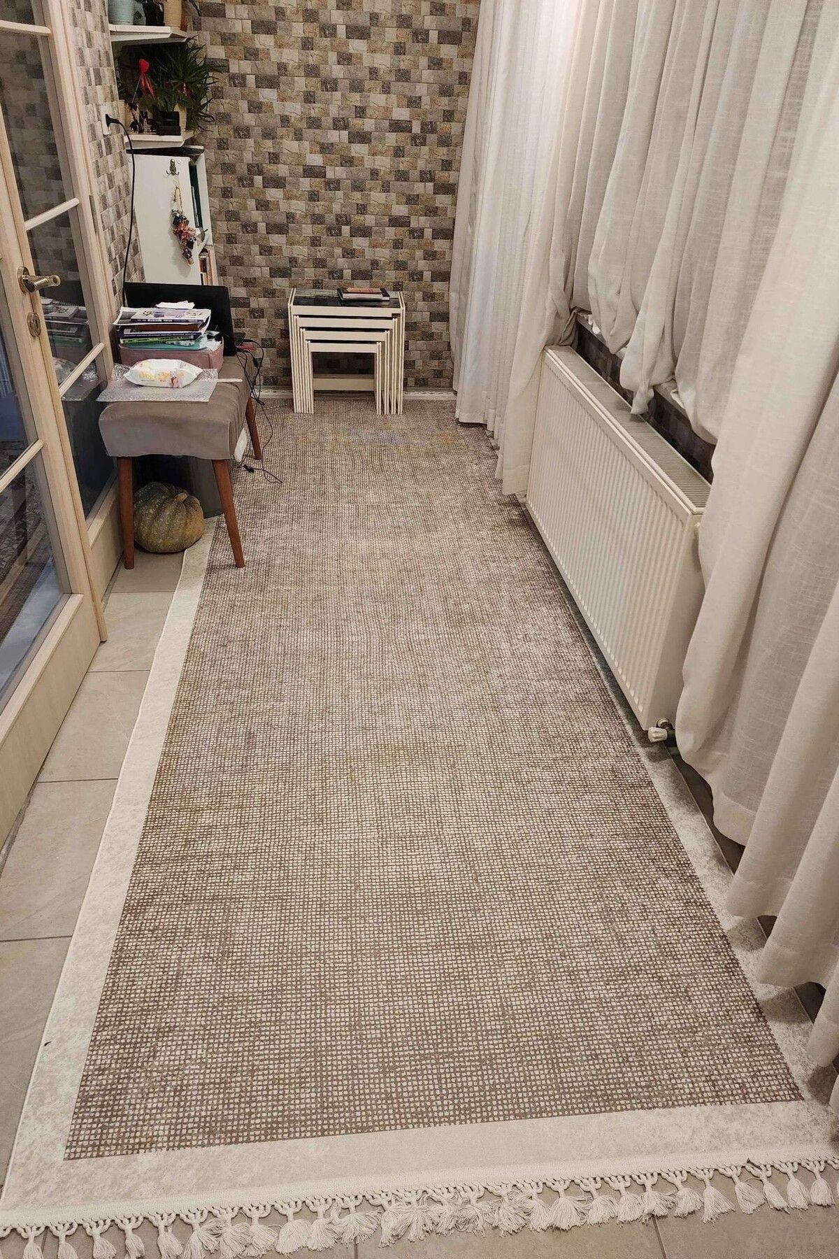 VOPTEKS Vizon Halı Balkon Halısı Makinede Yıkanabilir Kaymaz Taban Balkon Halısı