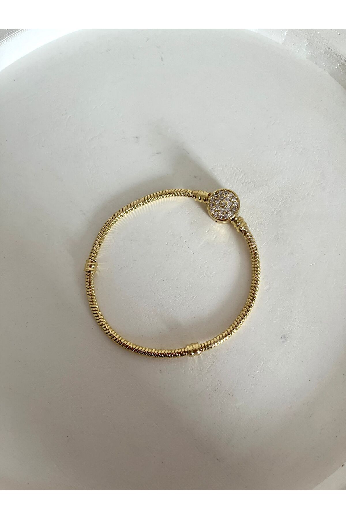 stainless steell Taşlı Gold Çelik Pandora,b Bileklik