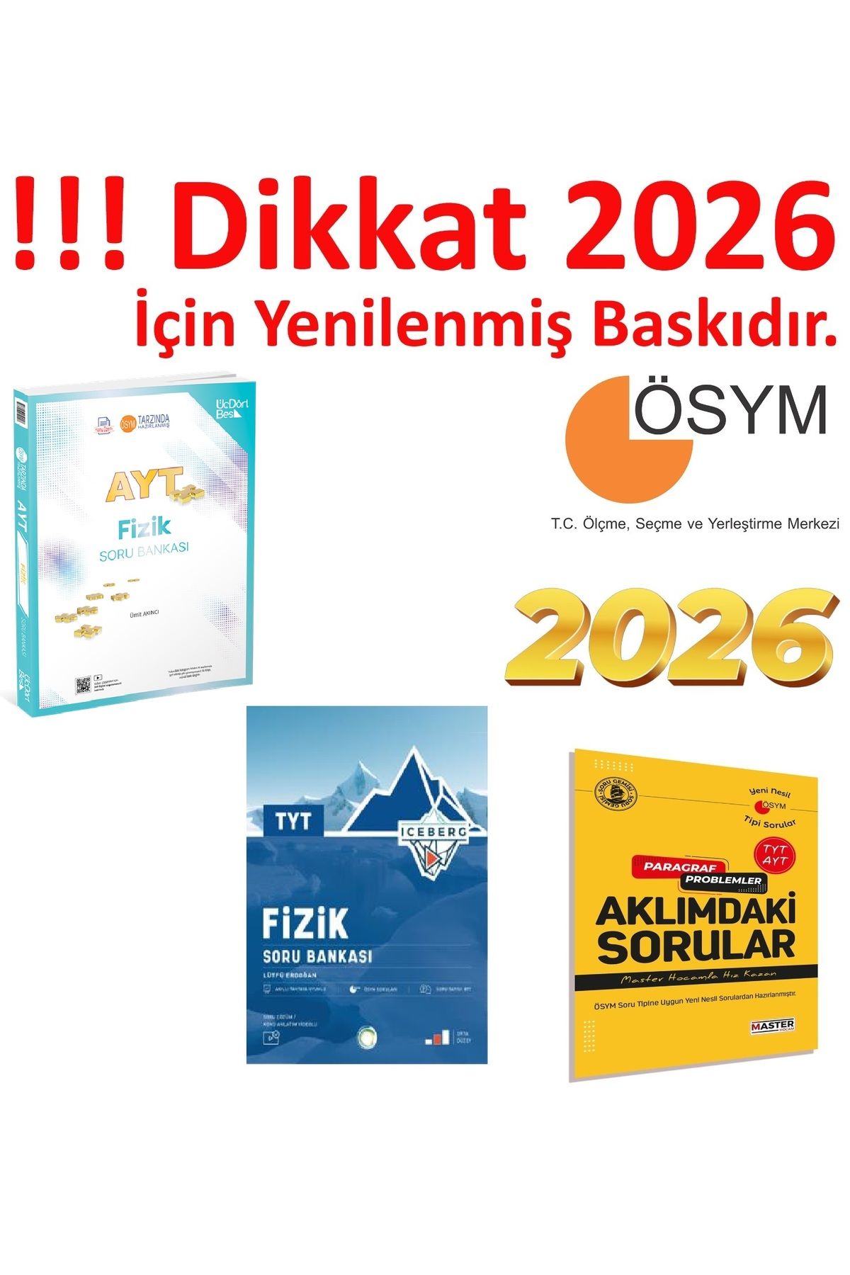 Üç Dört Beş Yayıncılık Üç Dört Beş Yayıncılık AYT Fizik Soru Bankası & Okyanus İceberg TYT Fizik Soru Bankası