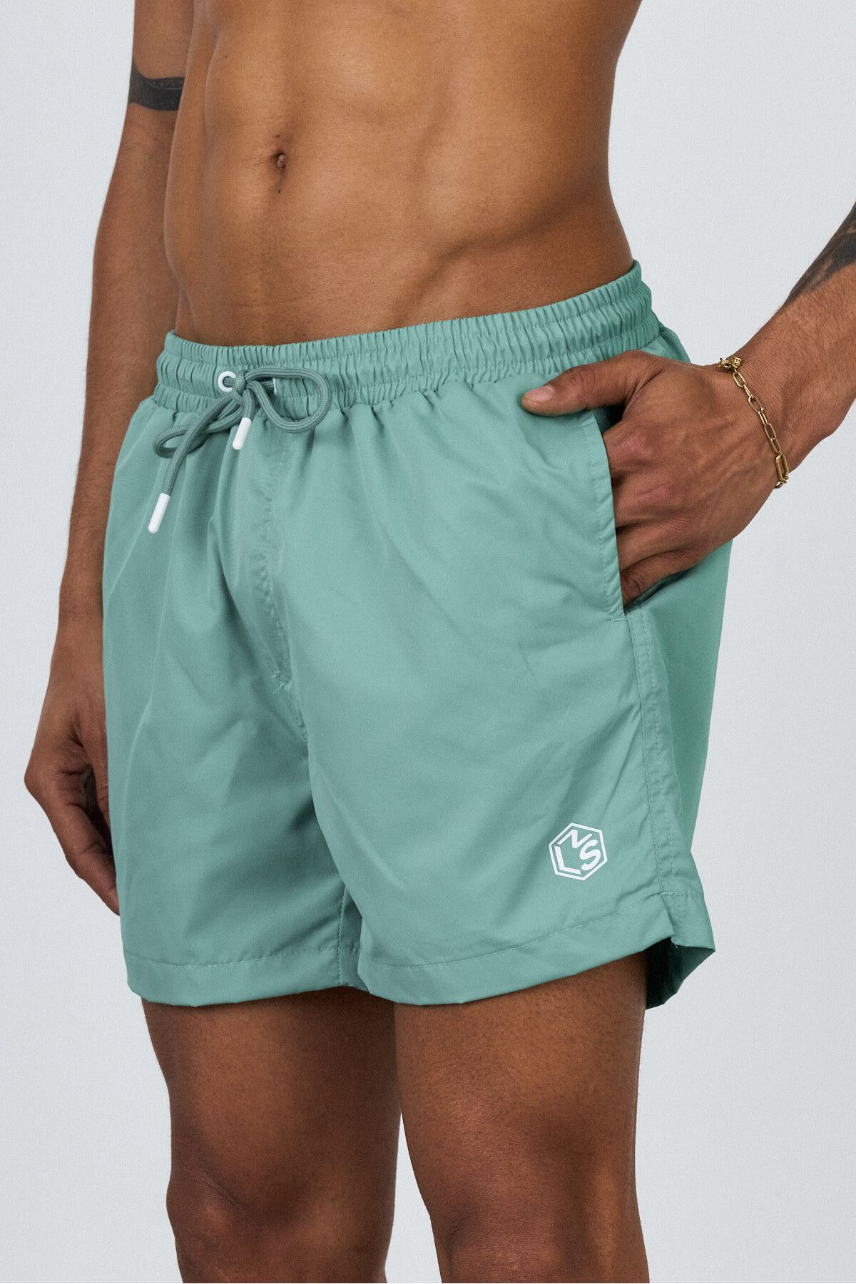 MADZEYMODA Mint Yeşil Astarlı Erkek Premium Deniz Şortu Mz95093