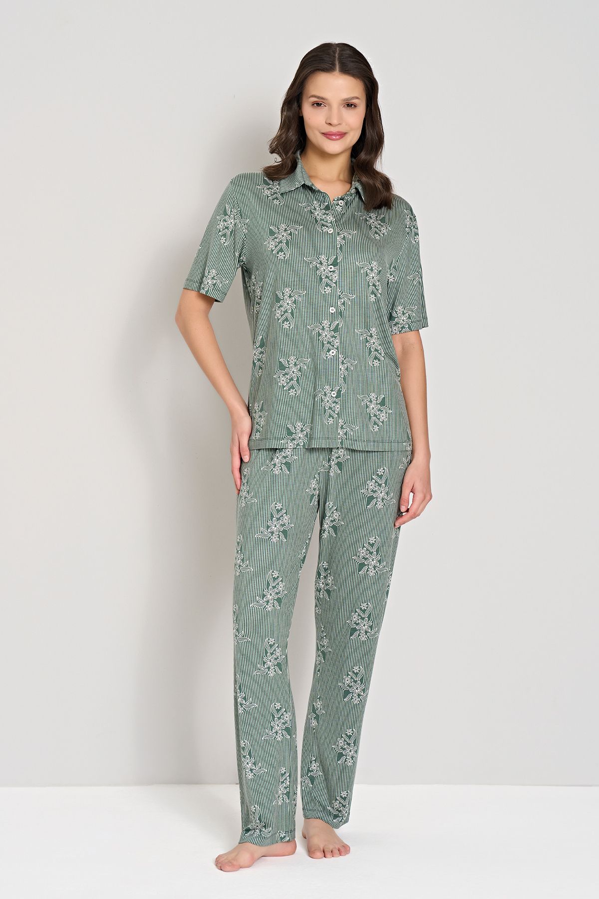 Pijadore Kadın Çizgili Basic Pijama Takımı