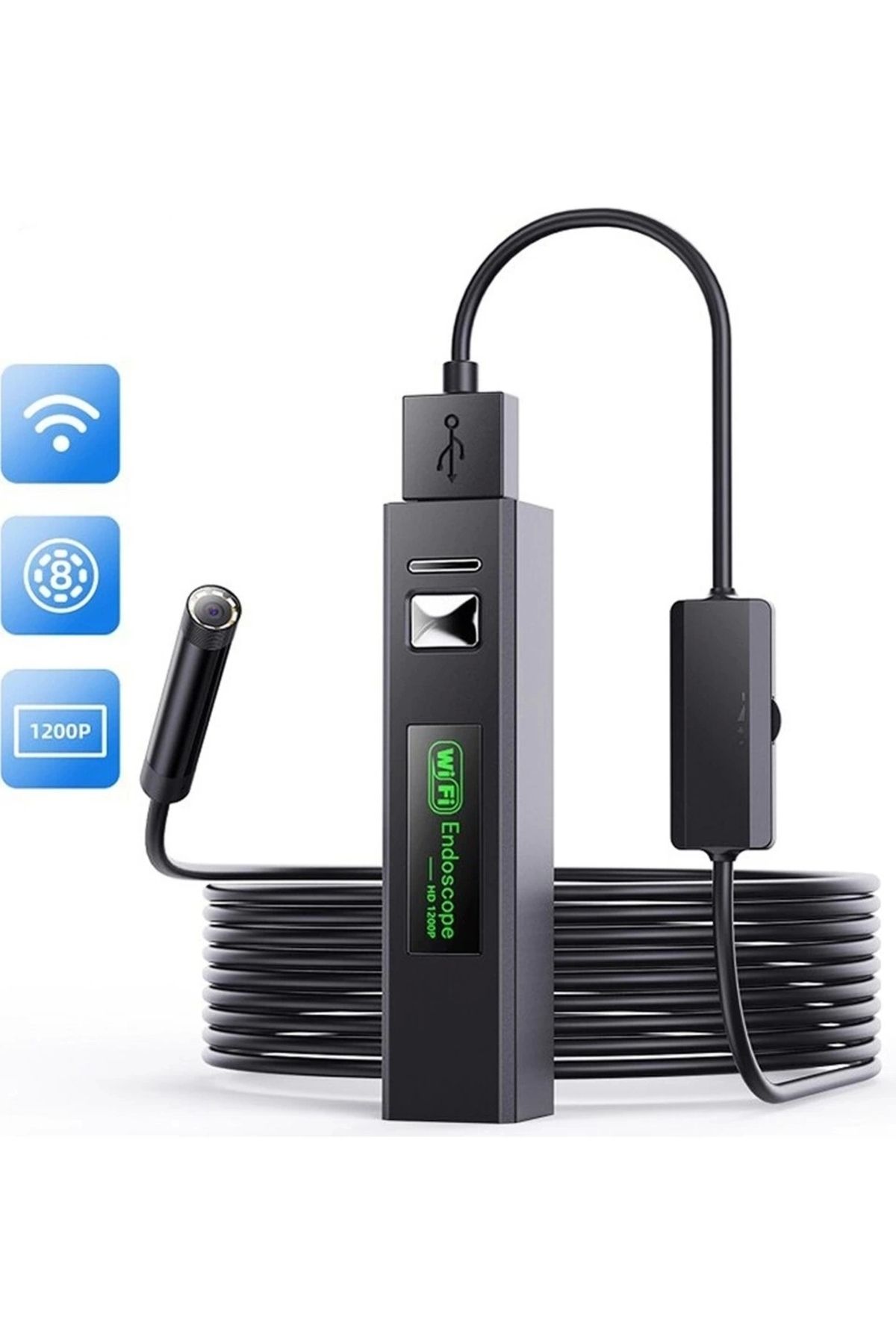 ShopNova Wifi Endoskop Kablosuz Yılan Kamera 10 Metre Android Ios Windows