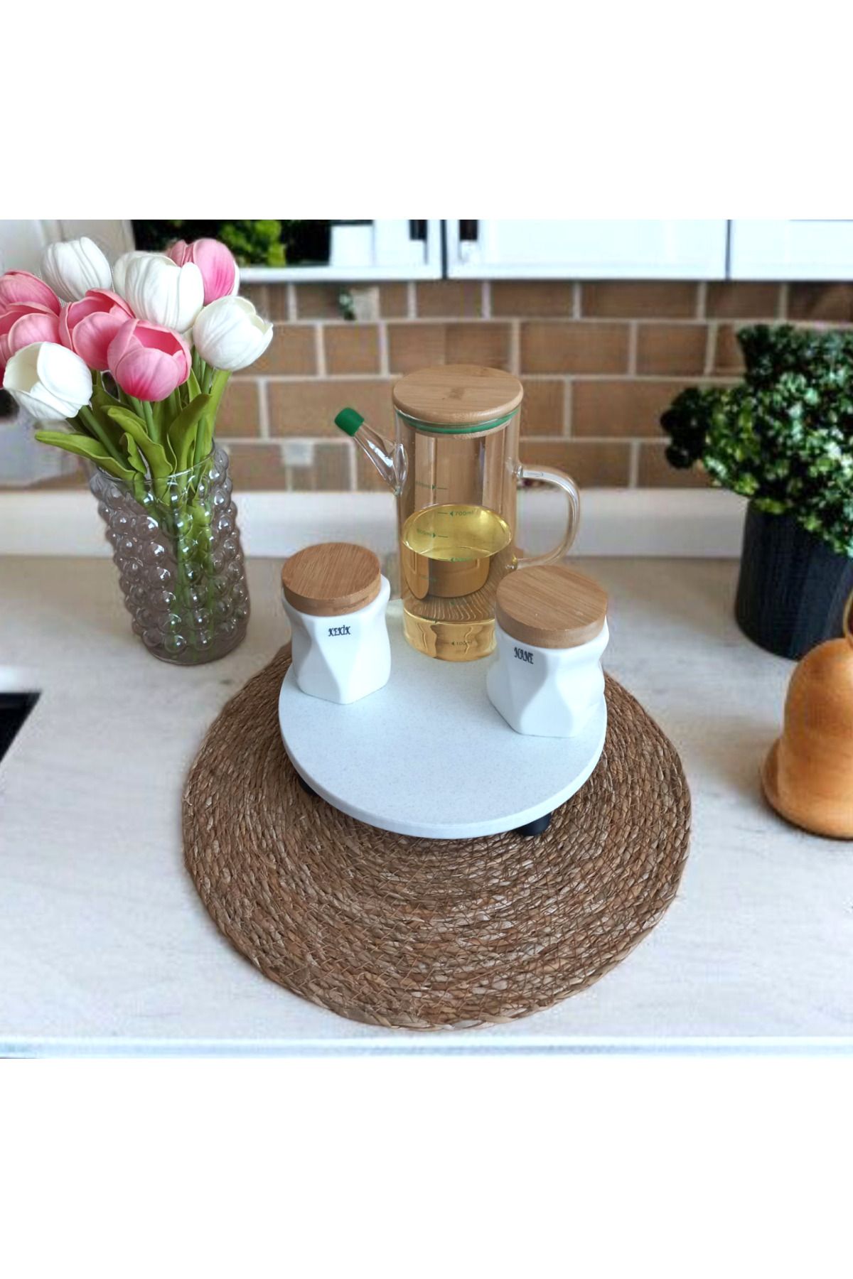Poyraz Bioplast 24cm Mermer Desenli Ayaklı Sunumluk