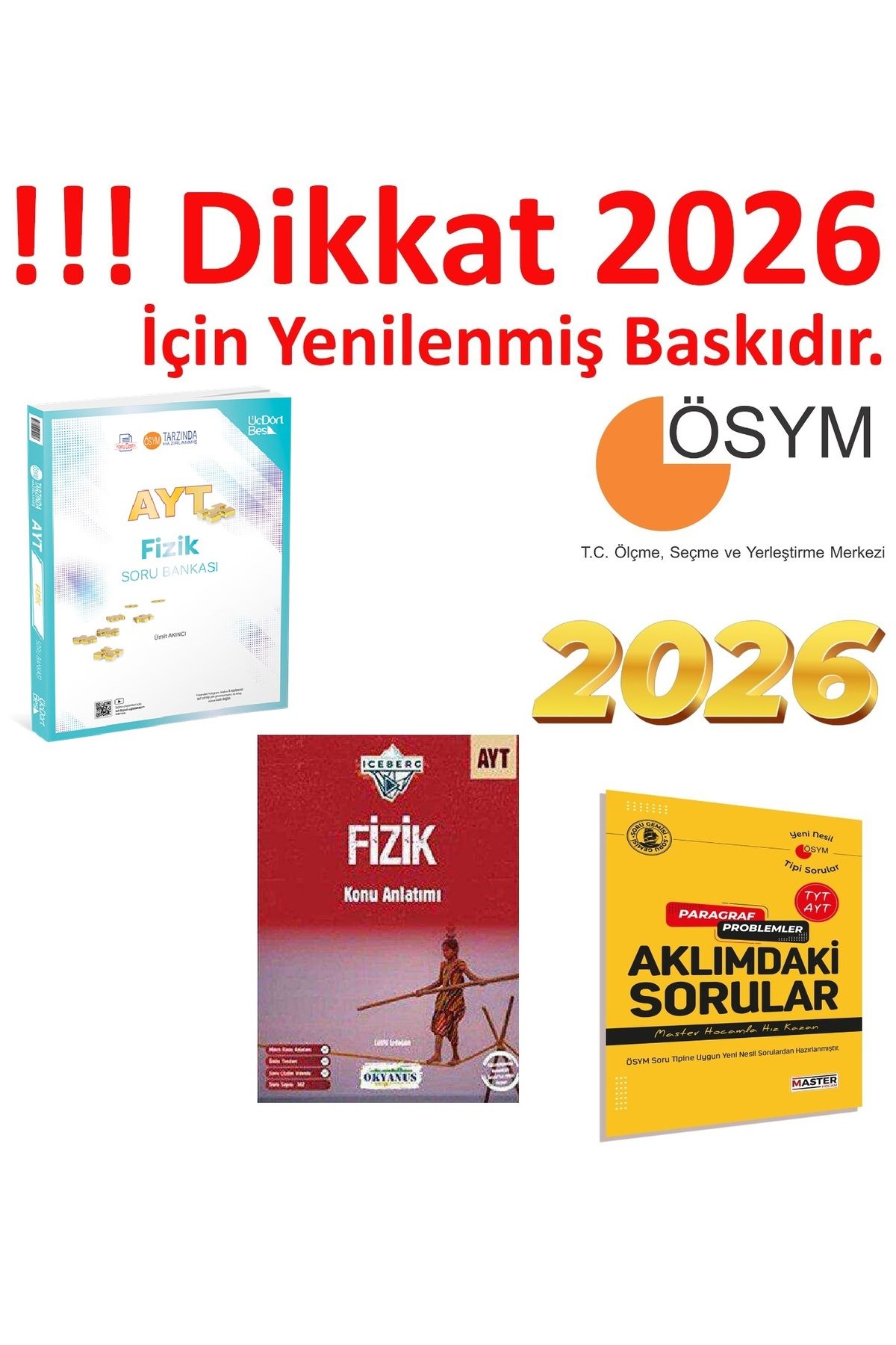 Üç Dört Beş Yayıncılık Üç Dört Beş Yayıncılık AYT Fizik Soru Bankası & Okyanus İceberg AYT Fizik Konu Anlatımı