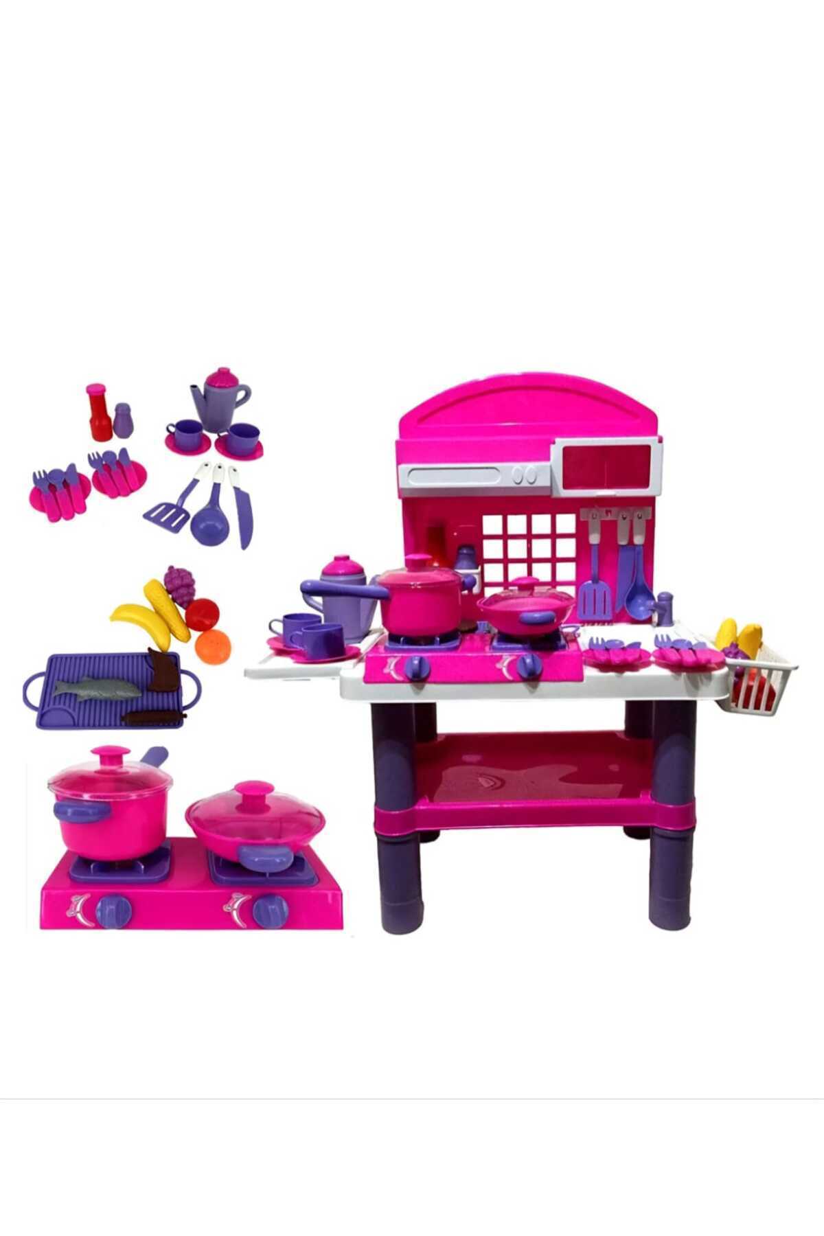 👨‍🍳 مطبخ بنات للاطفال مكون من 30 قطعة و طعام تفاعلي صغيرة للبنات مع موقد طبخ وخضروات و فاكهة