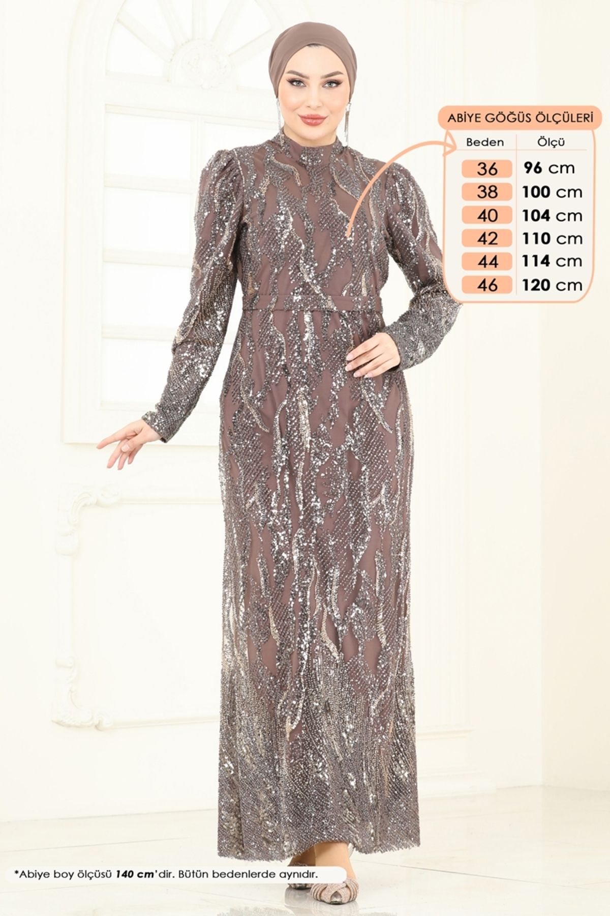 Modaselvim SUAL Boncuk İşlemeli Abiye 6628YG95 Pudra Vizyon