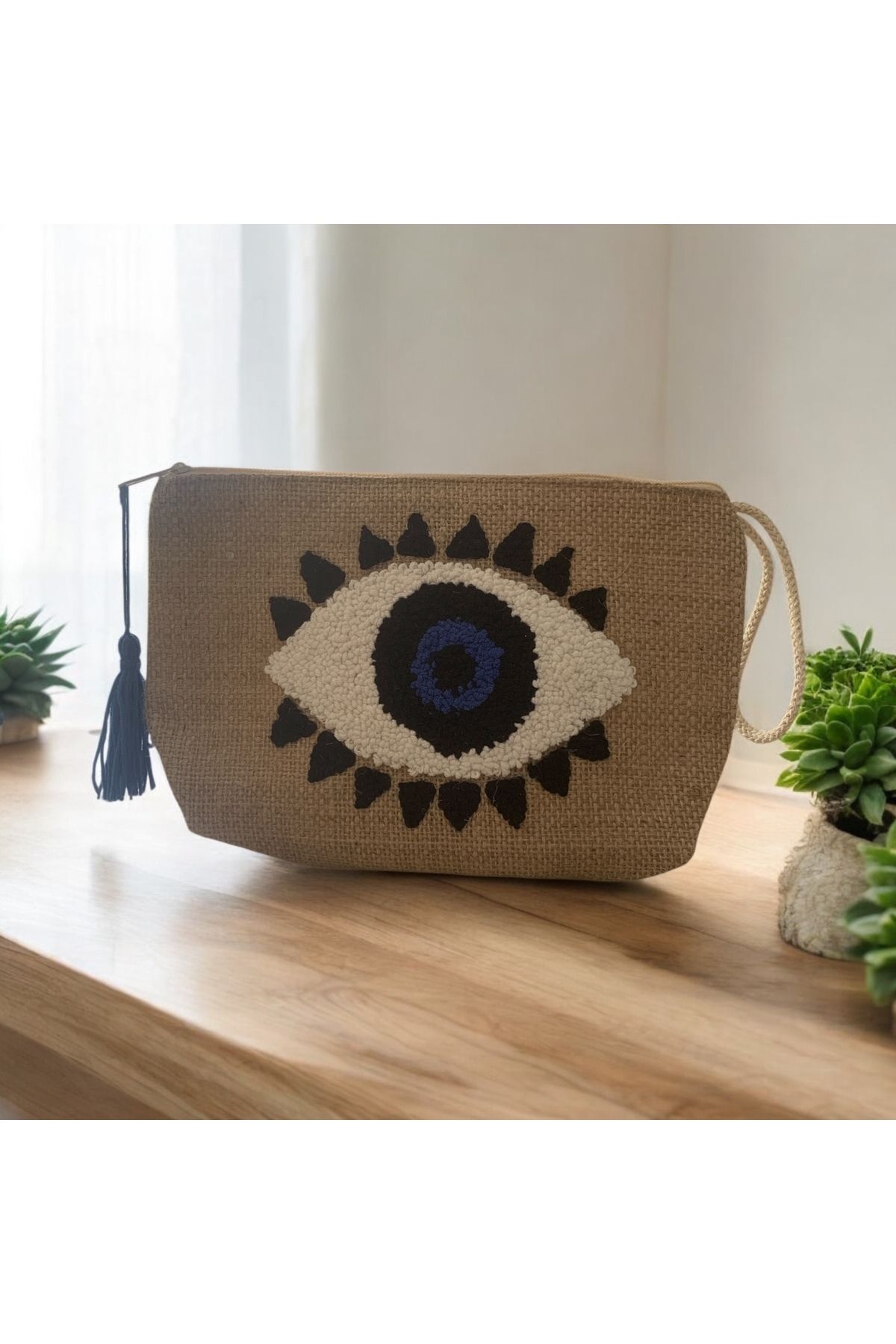 Punchy Design Punch işlemeli jüt clutch