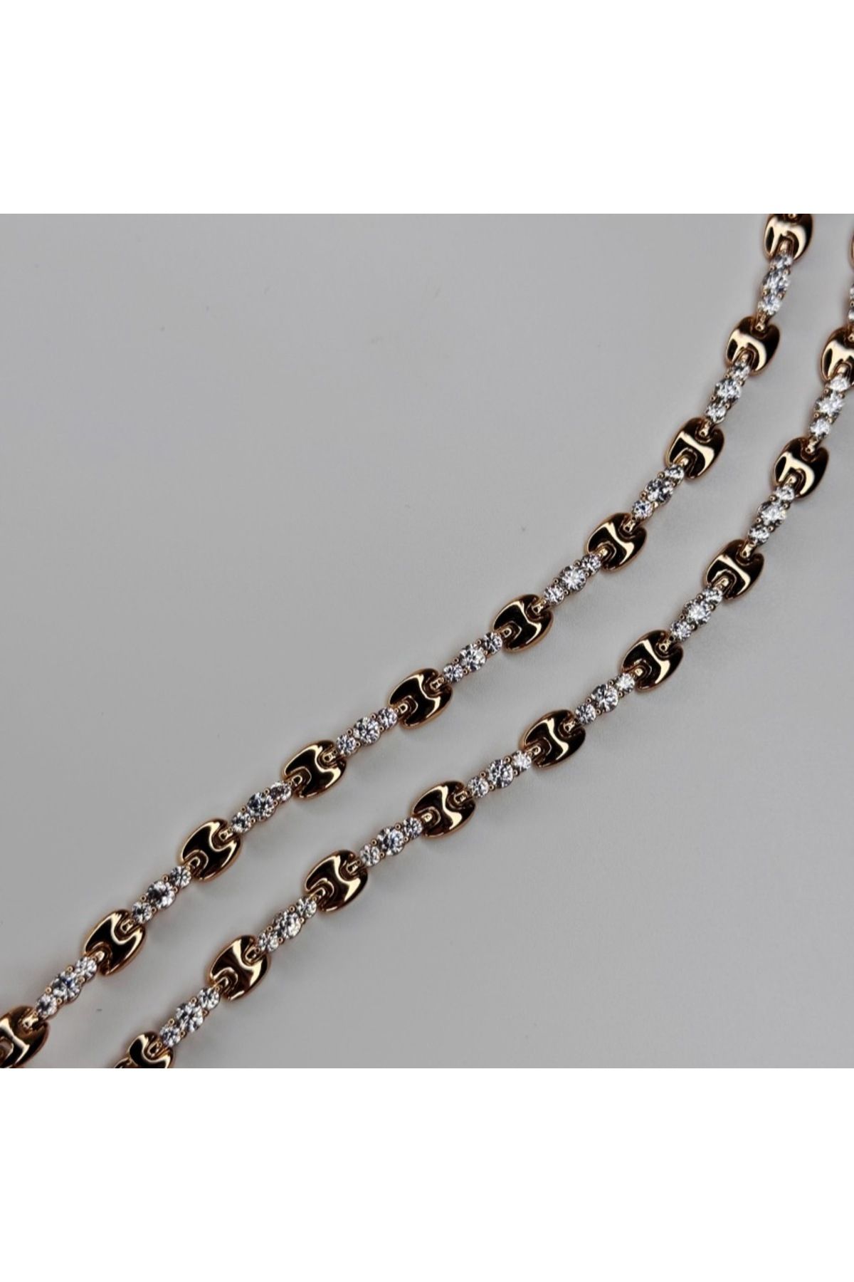 LEROSY CO Rose Gold Zirkon Taşlı İnce Zincir Kadın Bileklik