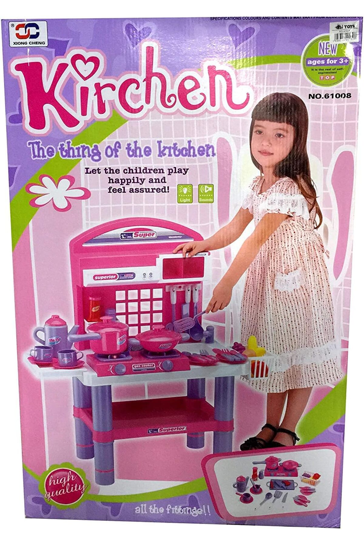 👨‍🍳 مطبخ بنات للاطفال مكون من 30 قطعة و طعام تفاعلي صغيرة للبنات مع موقد طبخ وخضروات و فاكهة