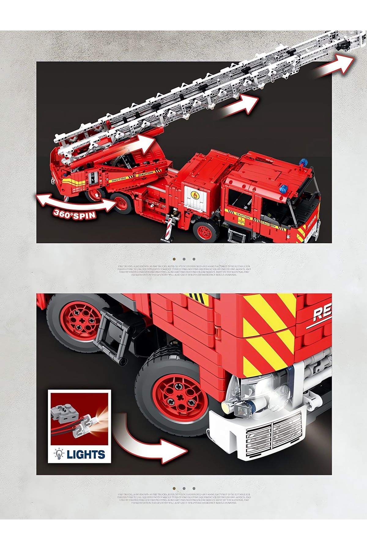 REOBRIX-Fire Truck Rc Controlled, Technical Block Building Kit (3266 Pieces) 5