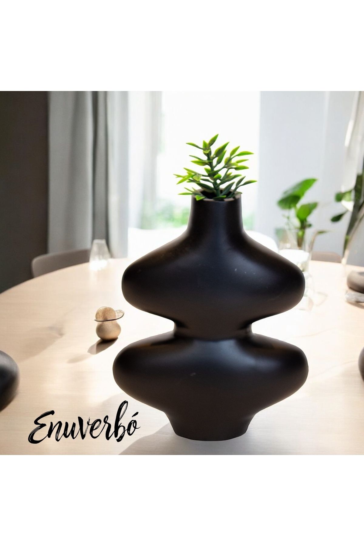 Enuverbi Polyester İki Boğumlu - Kelebek Vazo 20x16cm