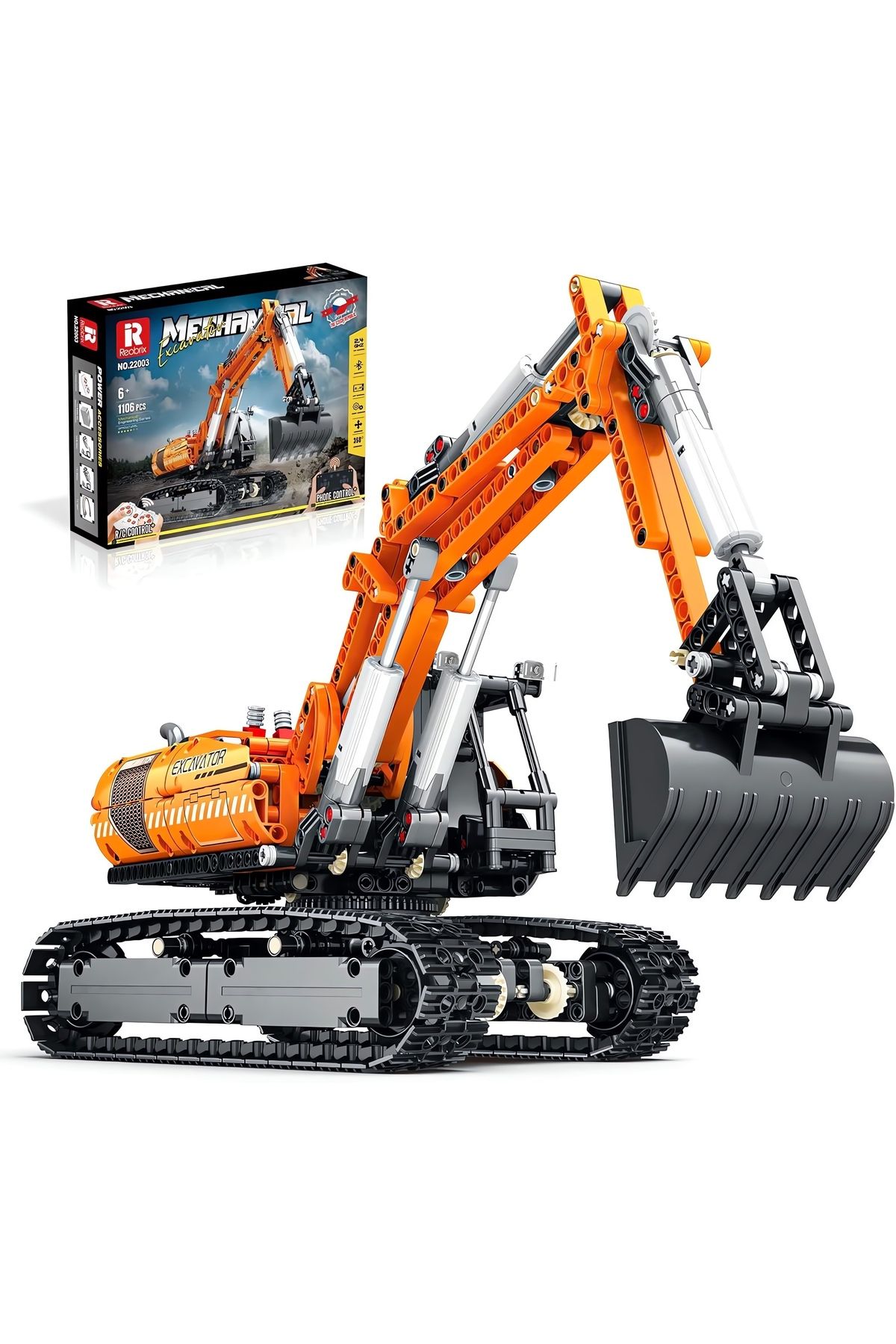 REOBRIX-Excavator Rc Controlled, Technical Block Building Kit (1106 Parts) 8