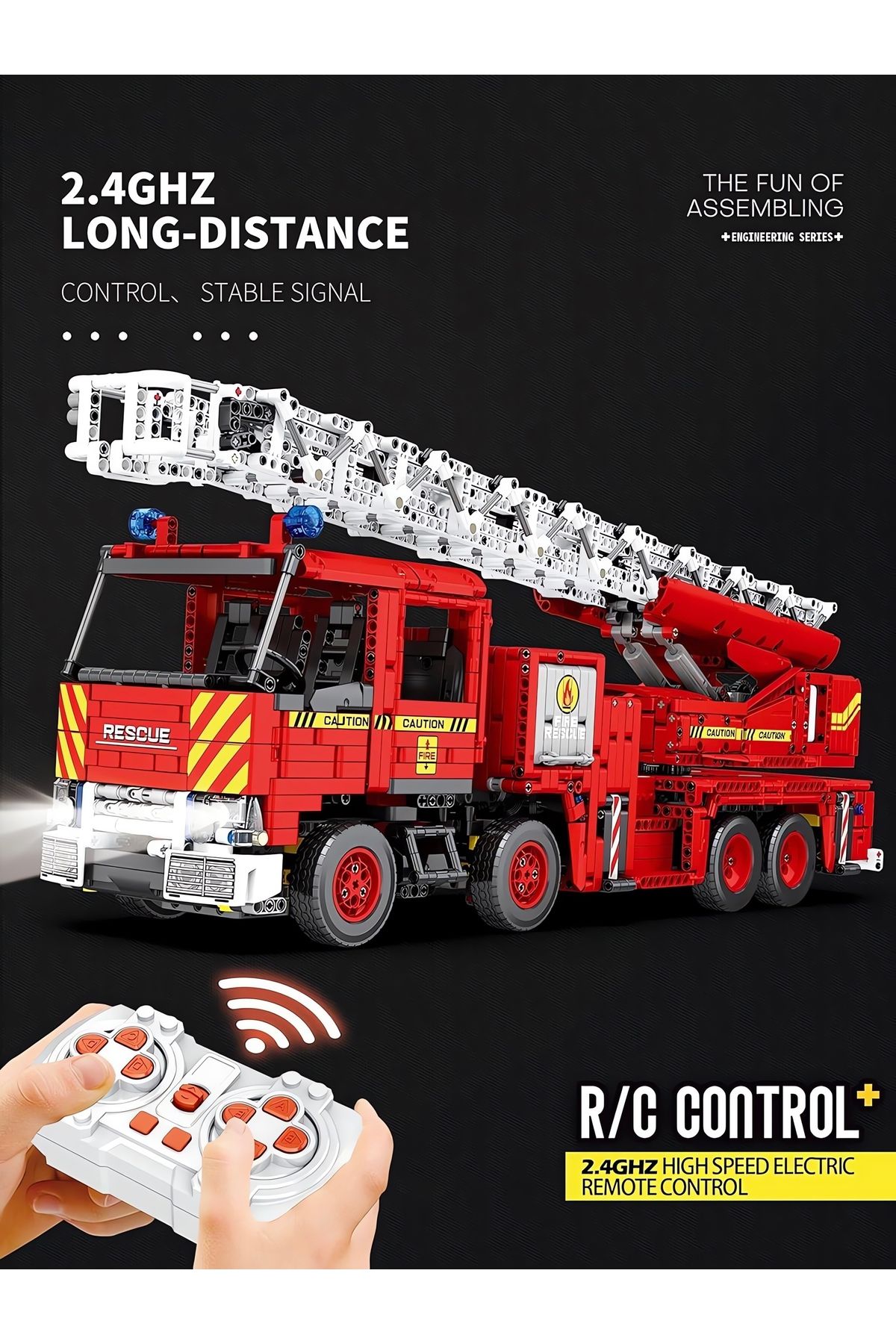 REOBRIX-Fire Truck Rc Controlled, Technical Block Building Kit (3266 Pieces) 3