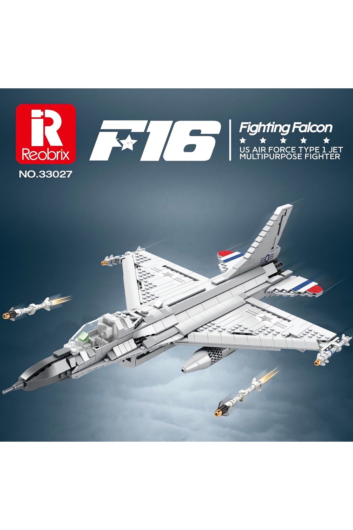 REOBRIX-F-16 Fighting Falcon Fighter Aircraft, Technical Block Building Kit (1427 Parts) 3