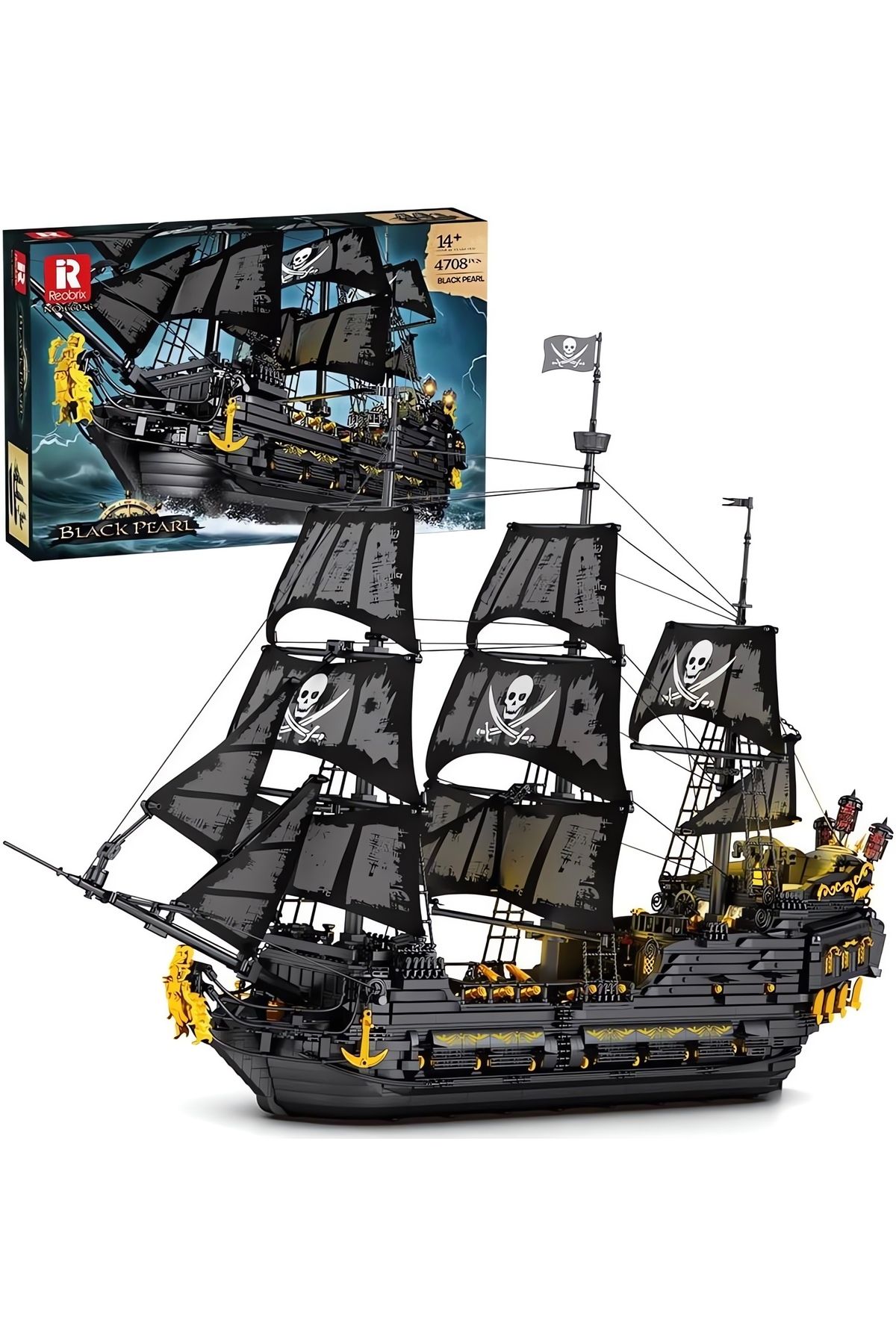 REOBRIX-The Black Pearl, Technic Block Building Kit, Led Lighted (4708 Pieces) 8