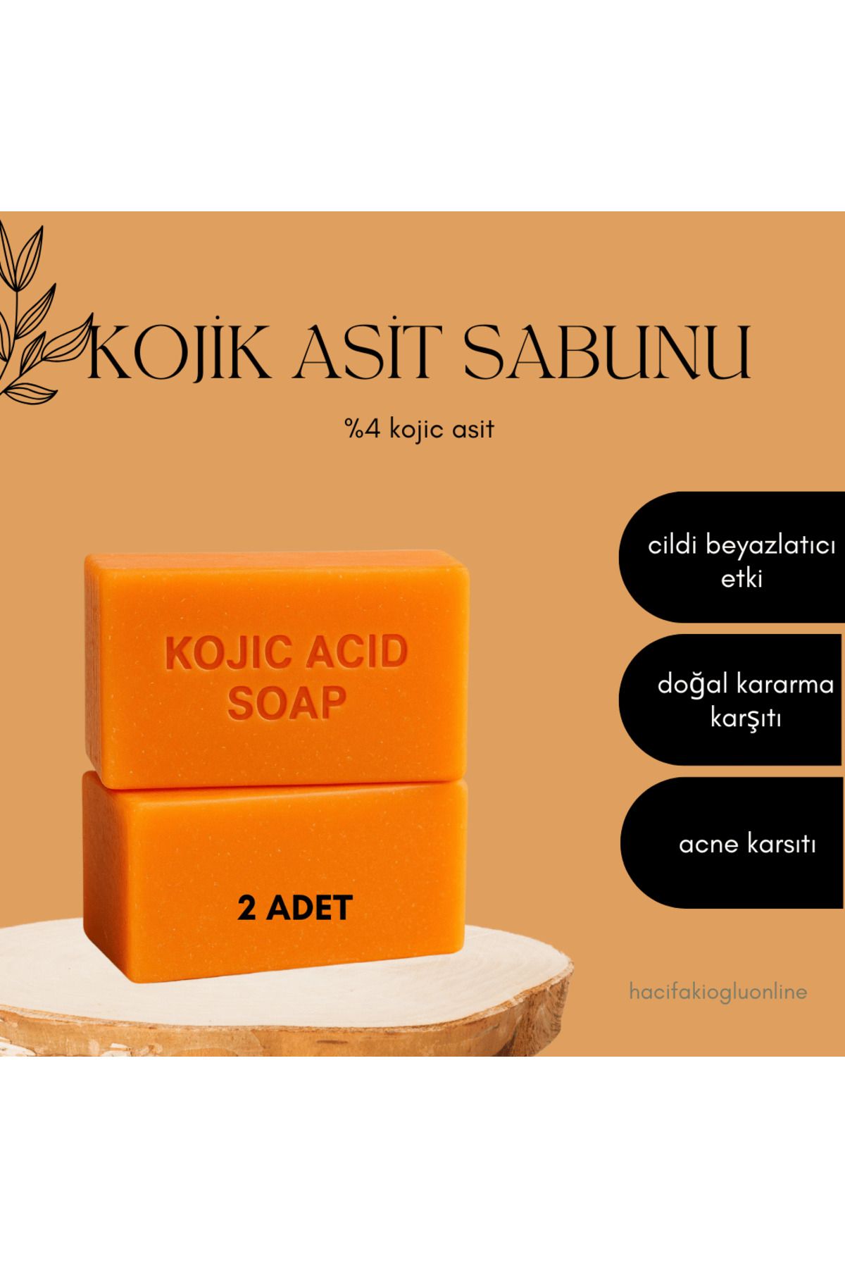 HACIFAKIOĞLU 2'li Kojic Asit Sabunu , Kojik Asit Zerdeçal Ve Limon Yağı Ile Doğal Karartma Karşıtı