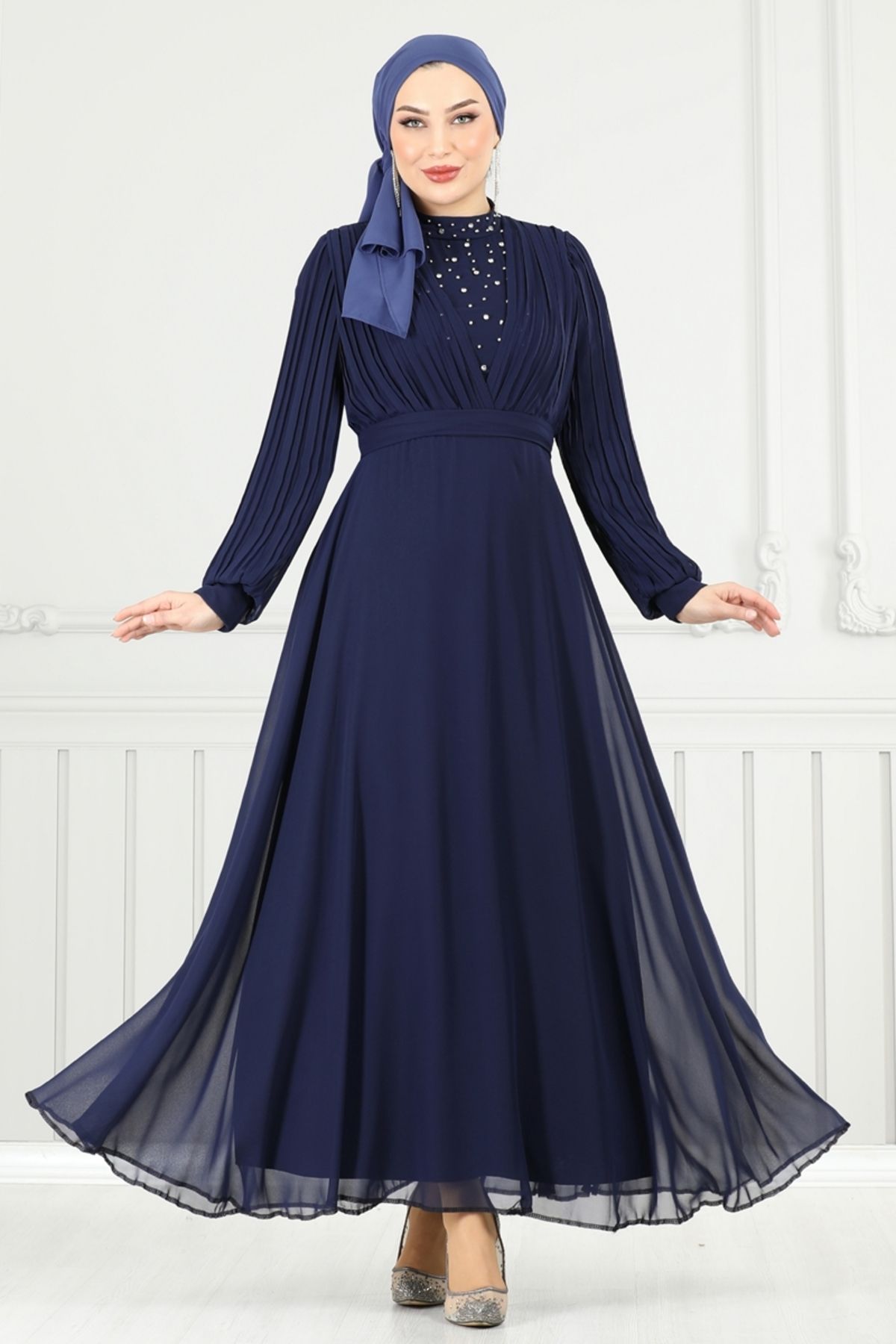 Modaselvim Taşlı Şifon Abiye 0404ALG474 Laci