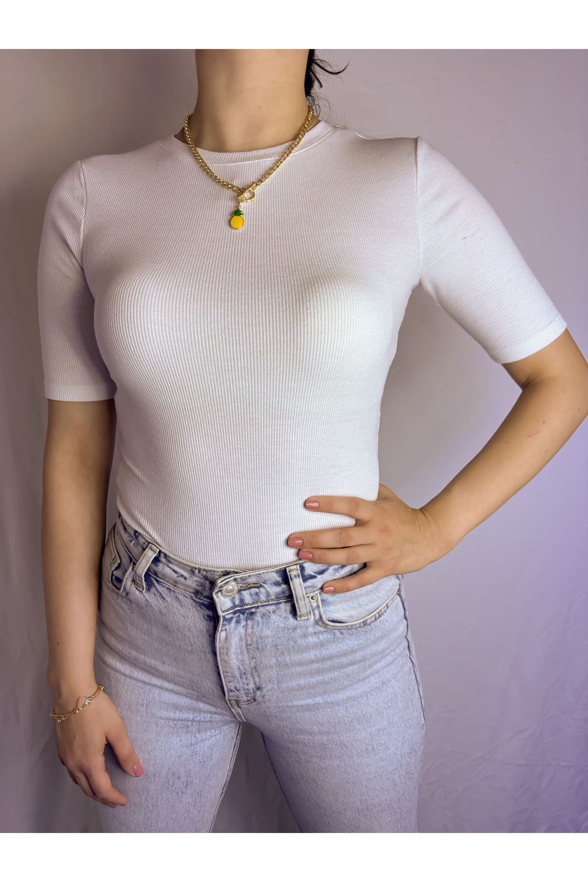 wearita Yarım Kollu Bisiklet Yaka Body