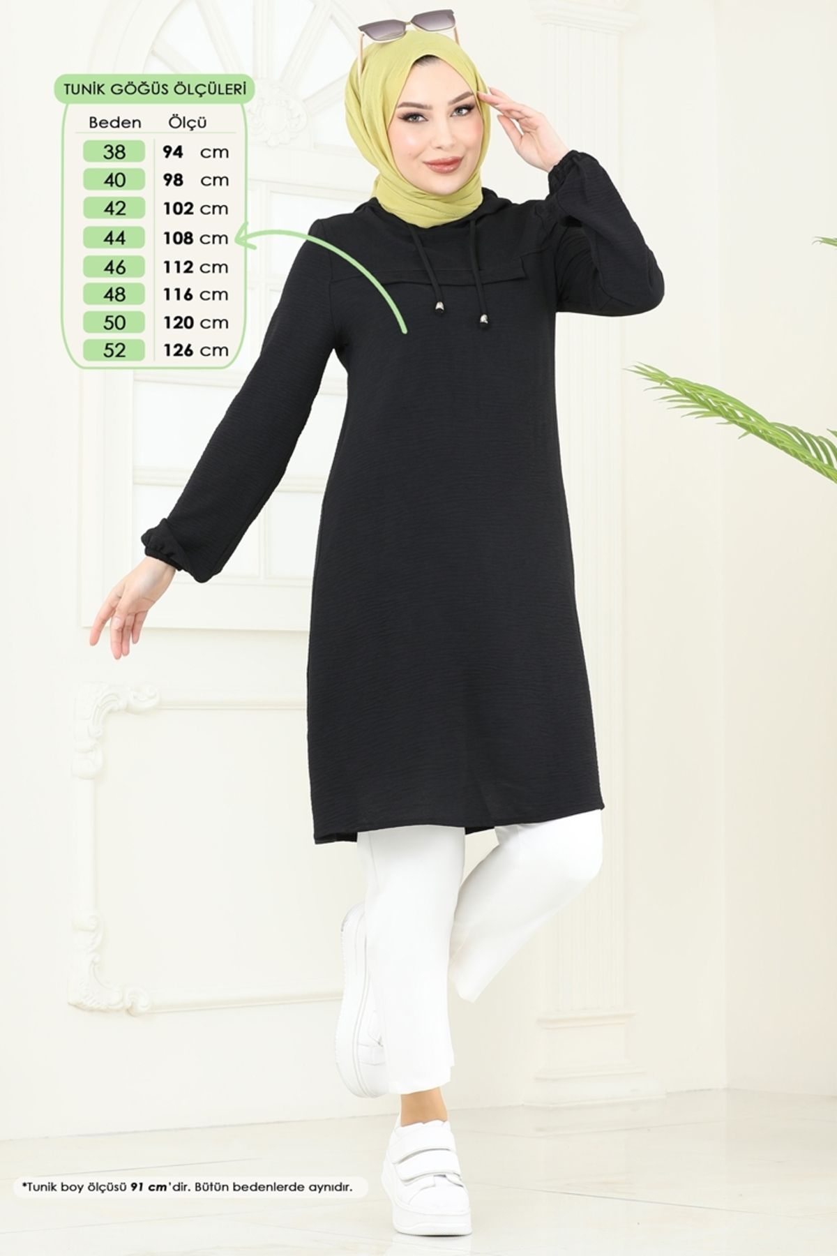 Modaselvim Kapşonlu Aerobin Tunik 3003BM387 Siyah