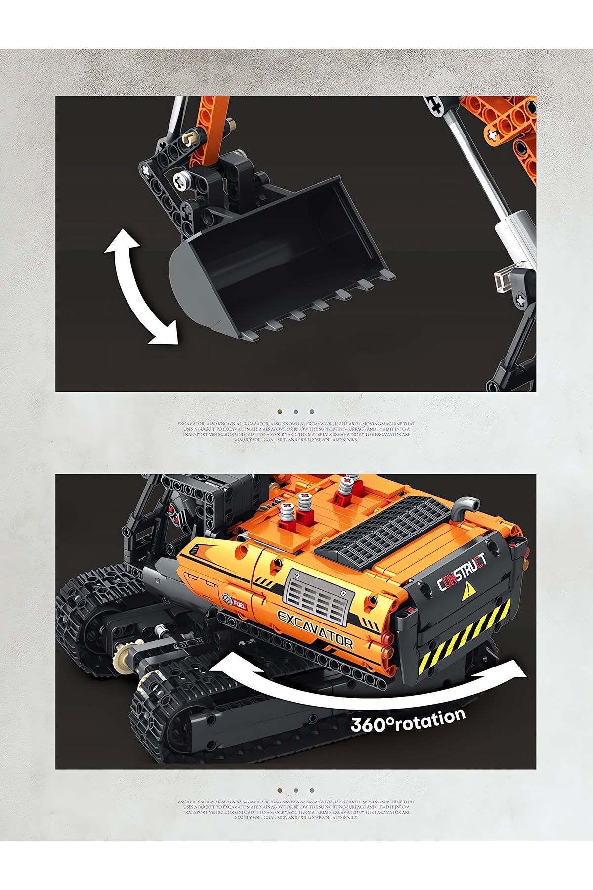 REOBRIX-Excavator Rc Controlled, Technical Block Building Kit (1106 Parts) 5