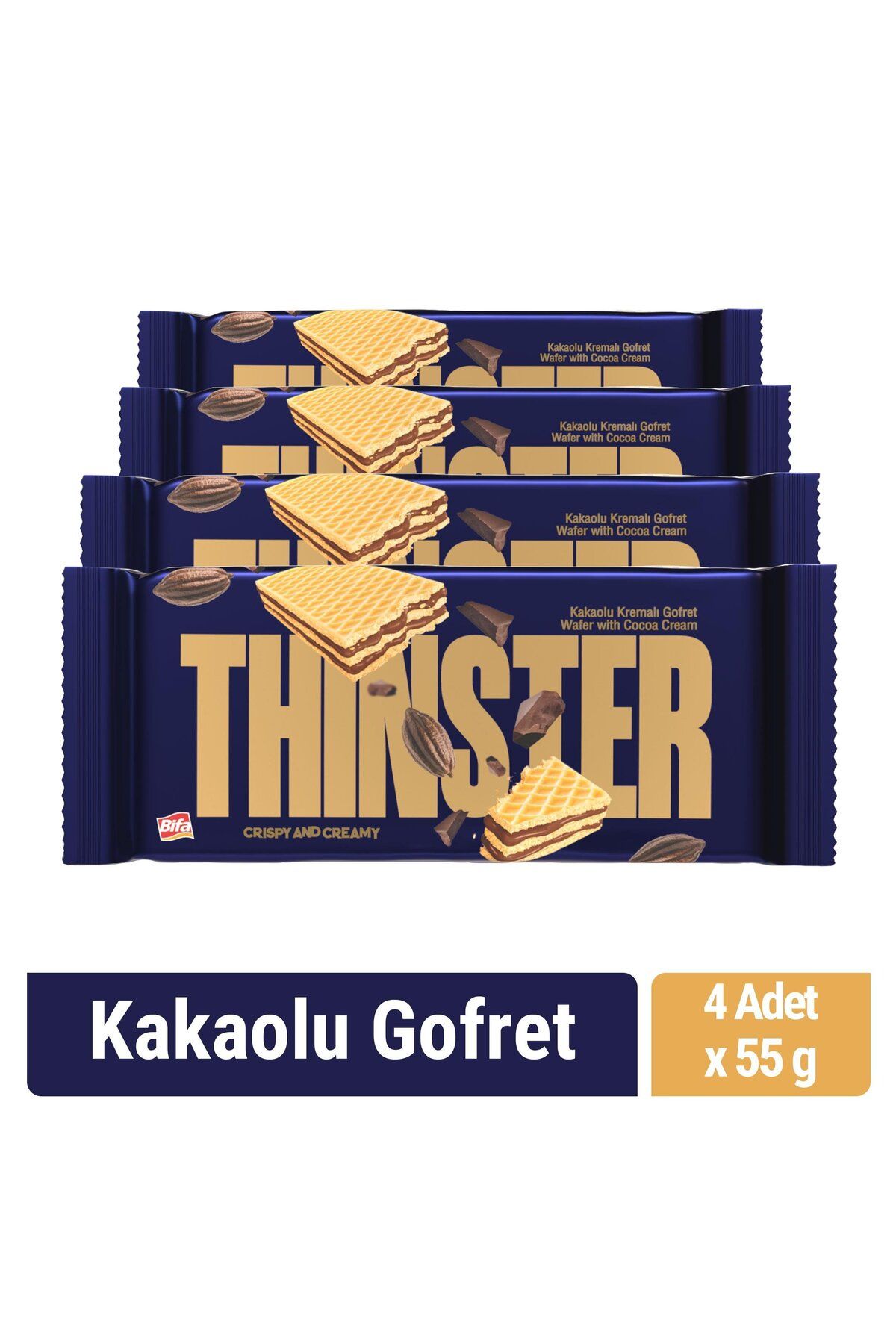 Thinster Kakaolu Kremalı Gofret 55 gr x 4 adet