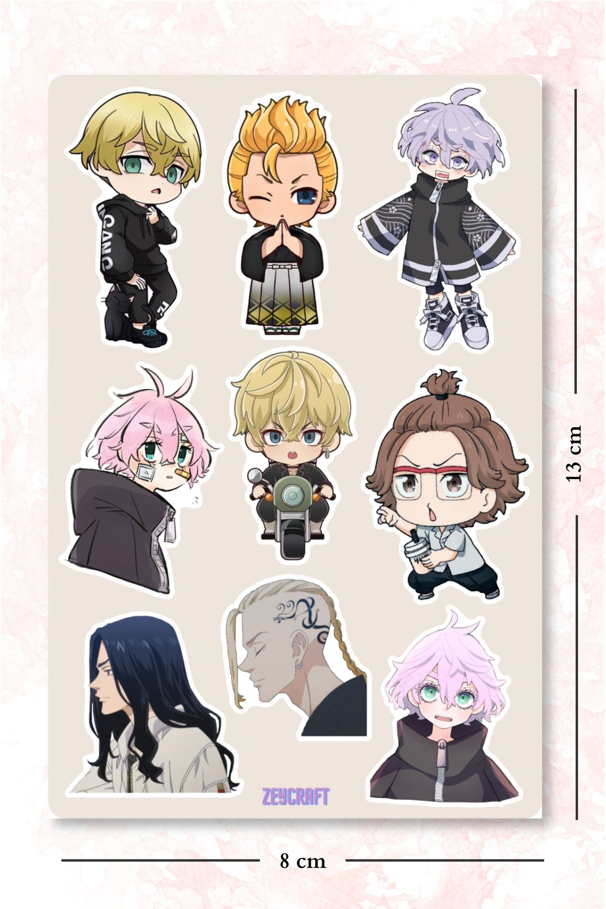 ZEY Tokyo Revengers anime sticker seti 8- Ajanda, Laptop, Telefona yapıştırmak için uygundur