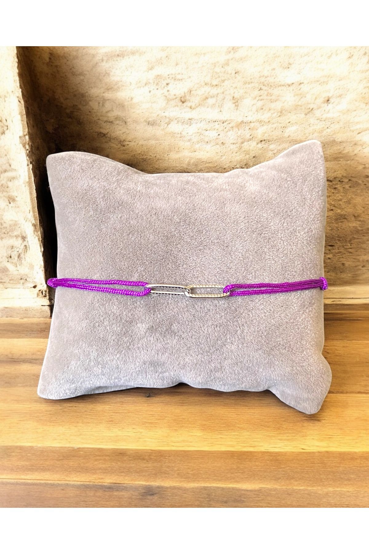 Valore Çelik Zincirli Mor Ip Unisex Bileklik