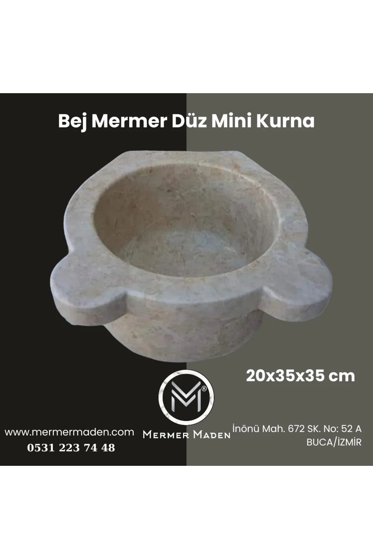 MermerMaden Bej Mermer Düz Mini Kurna