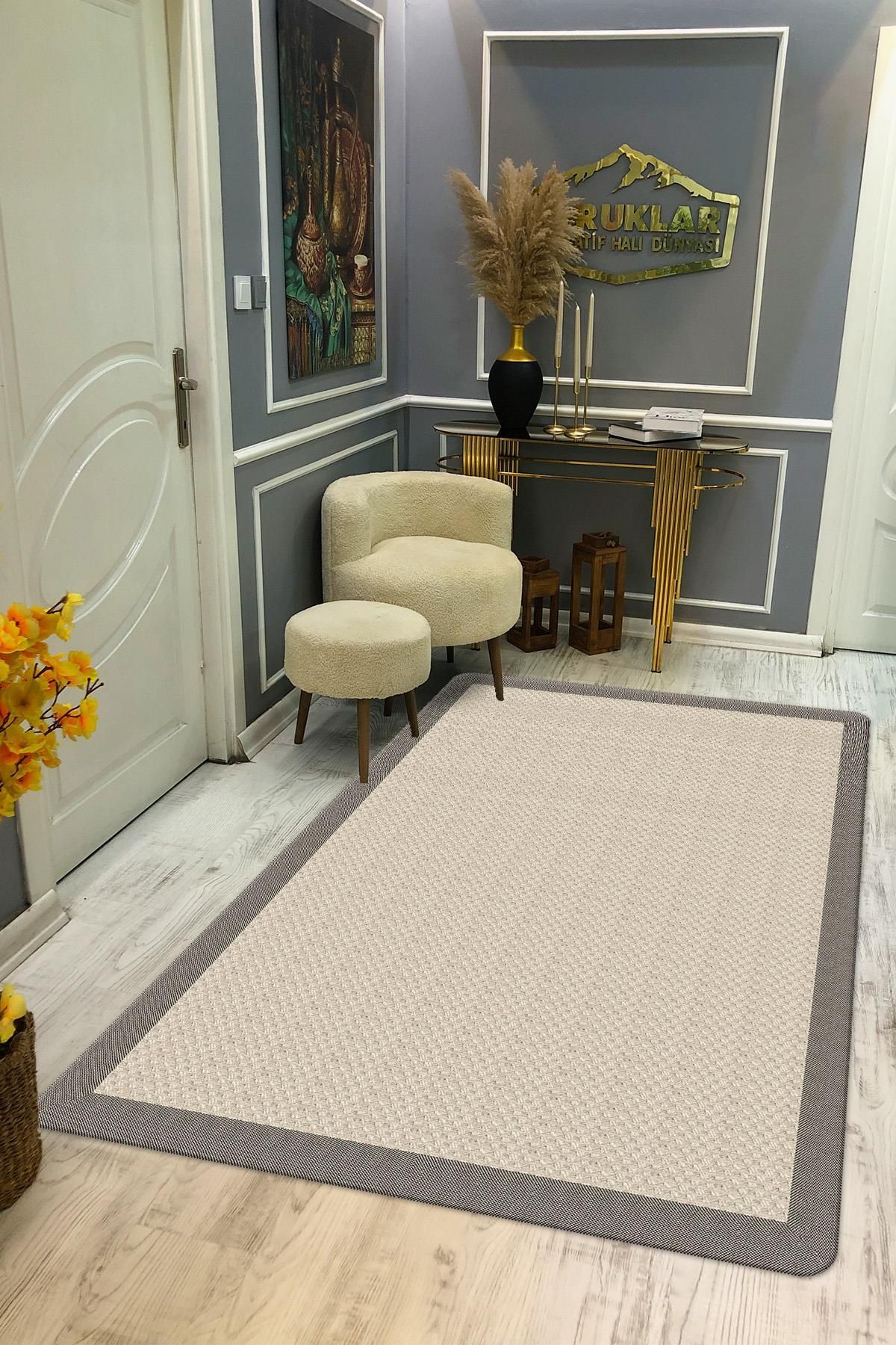 Doruklar Home Collection Kaymaz Taban Yıkanabilir Dijital Baskı Dekoratif Modern Desenli Dot Taban Halı Zen Serisi ZEN09