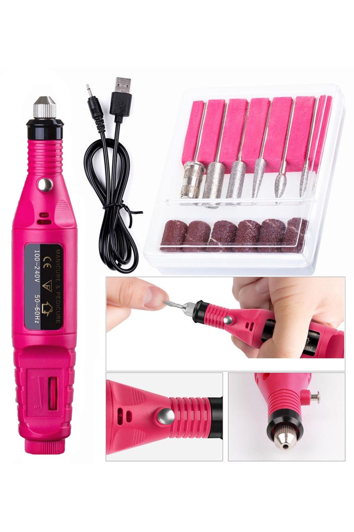 ROWENAROSE Elektrikli 12v Tırnak Törpü Seti Manikür Pedikür El Protez Tırnak Ayak Nasır Tırnak
