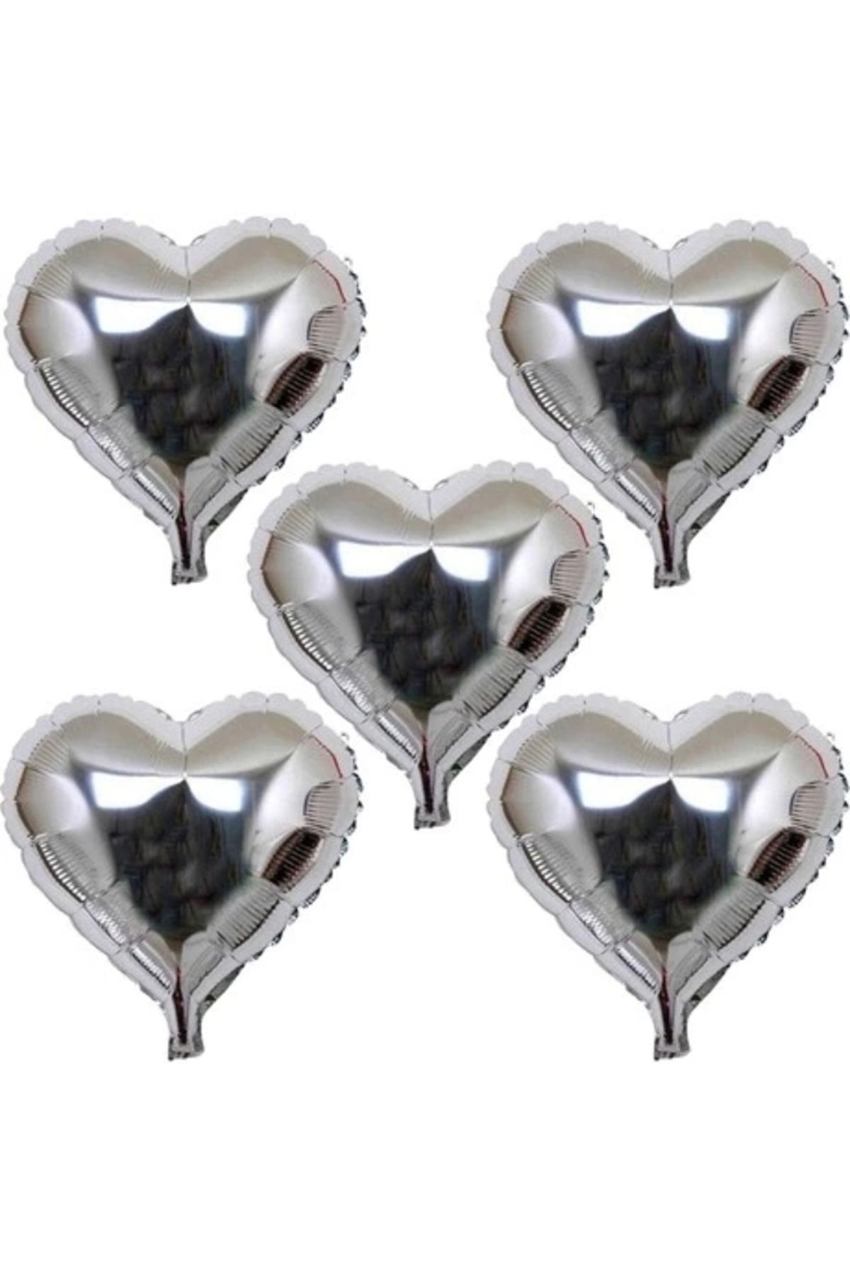 No8 Home Kalp Şekilli Gümüş Renk Folyo Balon 45 Cm 5 Adet