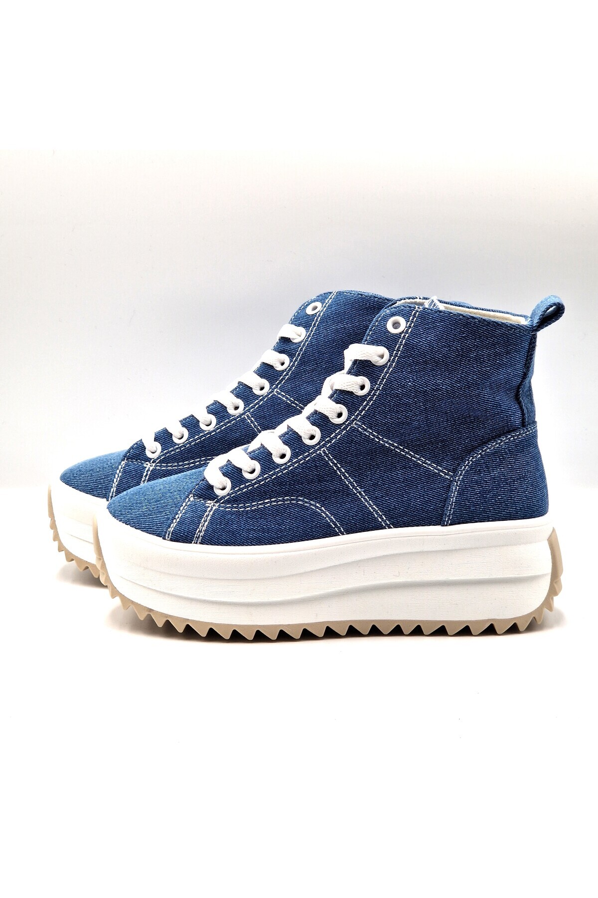 Seastar-High Platform Sneakers in Denim 6