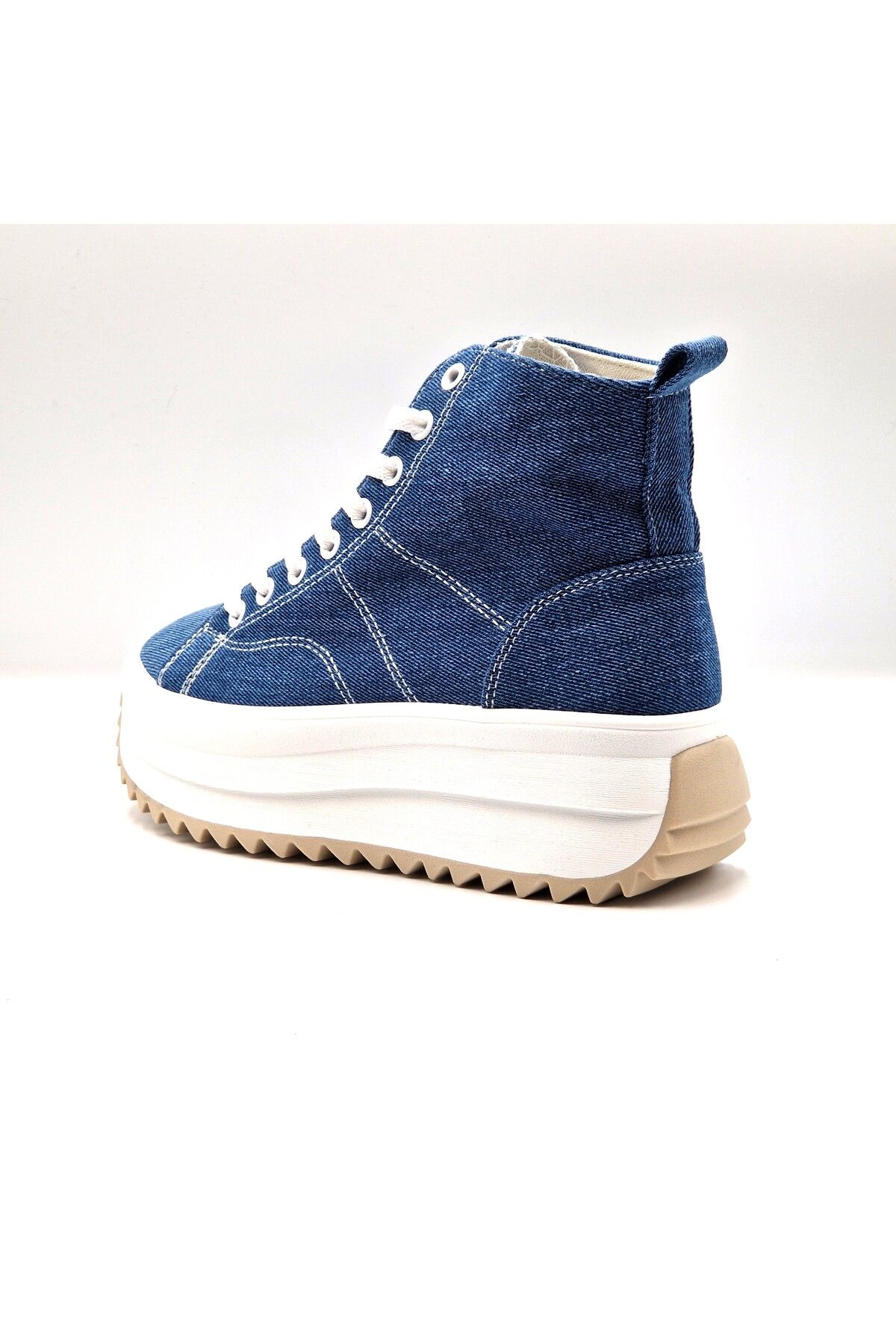 Seastar-High Platform Sneakers in Denim 5