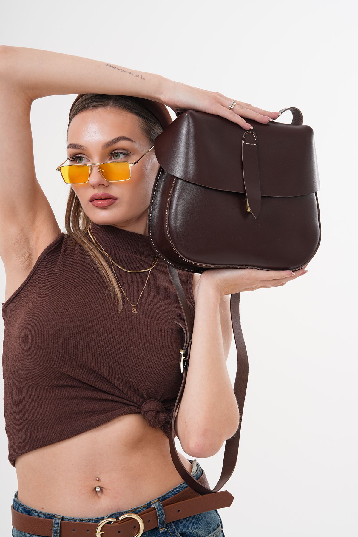 DaphneSandals Hakiki Deri Kahve Kadın Çanta - 67157
