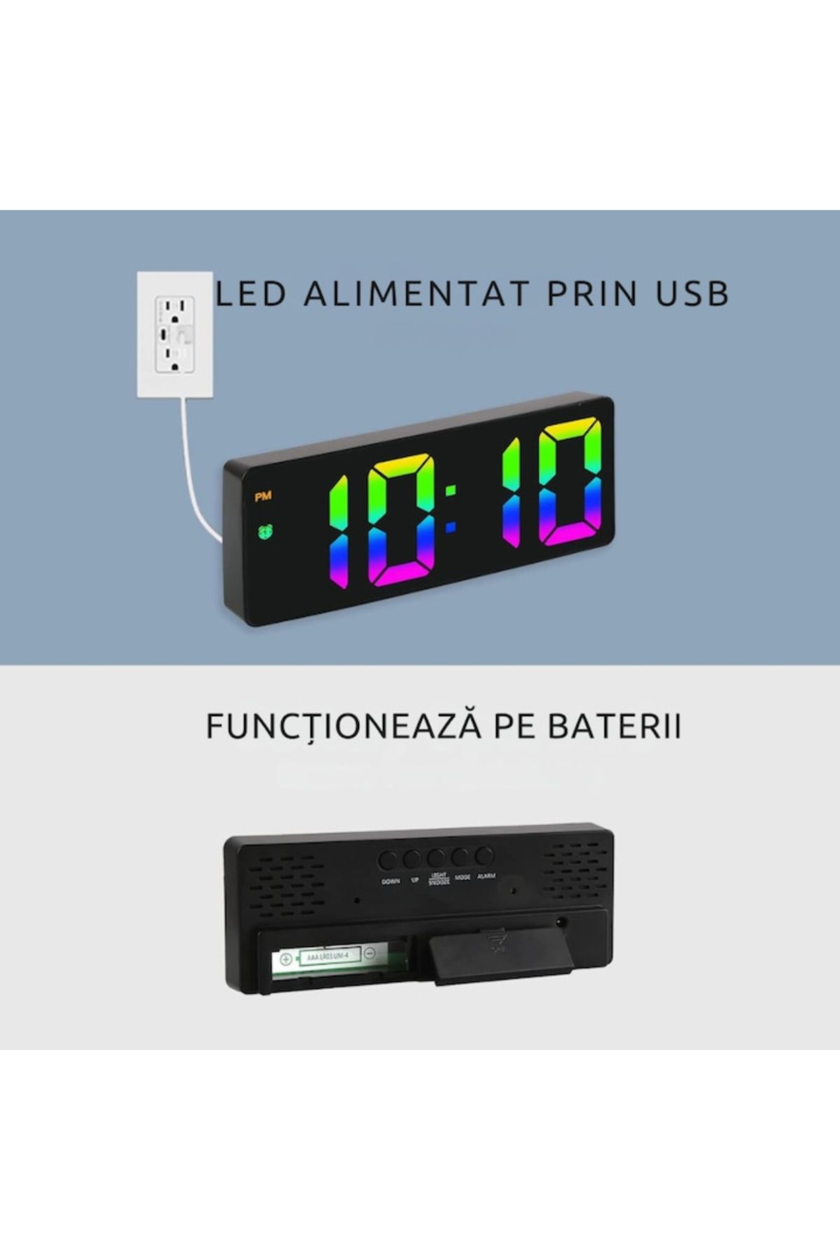 varioshop-VarioShop® Electronic Alarm Clock, RGB LED Lighting, Time Display, Temperature, 12 Hour Format 8