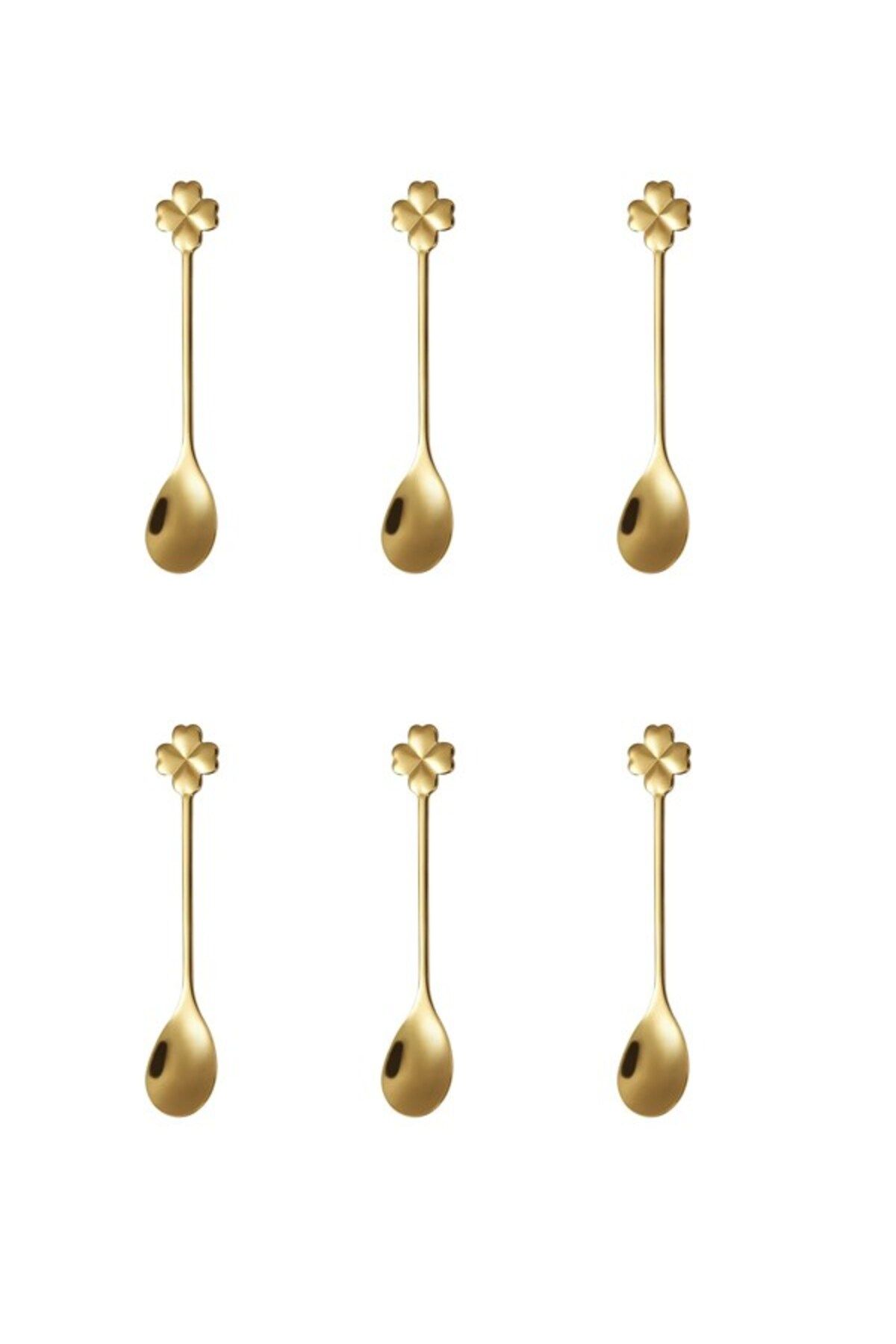 morponi 6'lı Golden Bloom Serisi 6'lı Çay Kaşığı Yonca Model