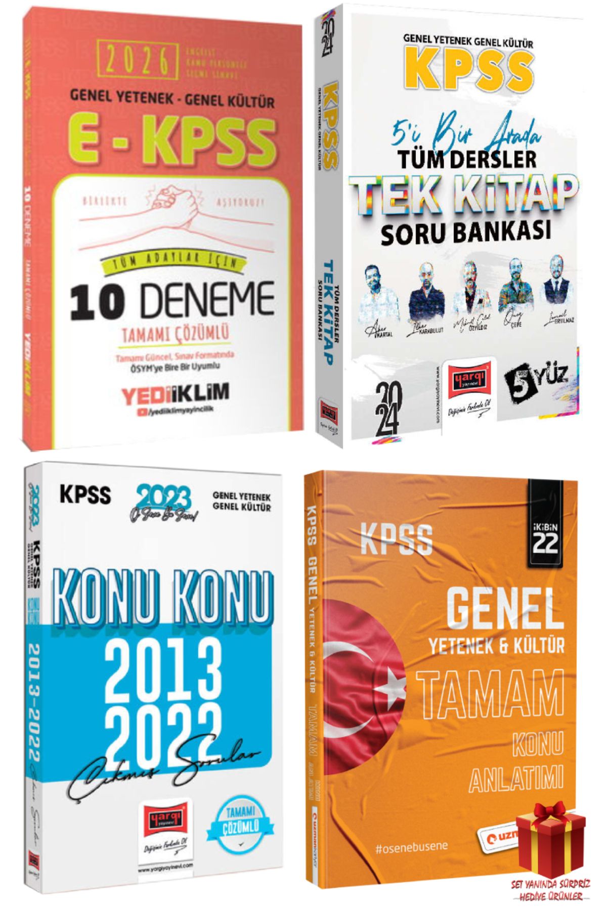Yediiklim Yayınları 2026 Yediiklim EKPSS Deneme+Yargı Kpss Soru Bankası+KPSS Çıkmış Sorular+KPSS Konu Anlatım+Hediye