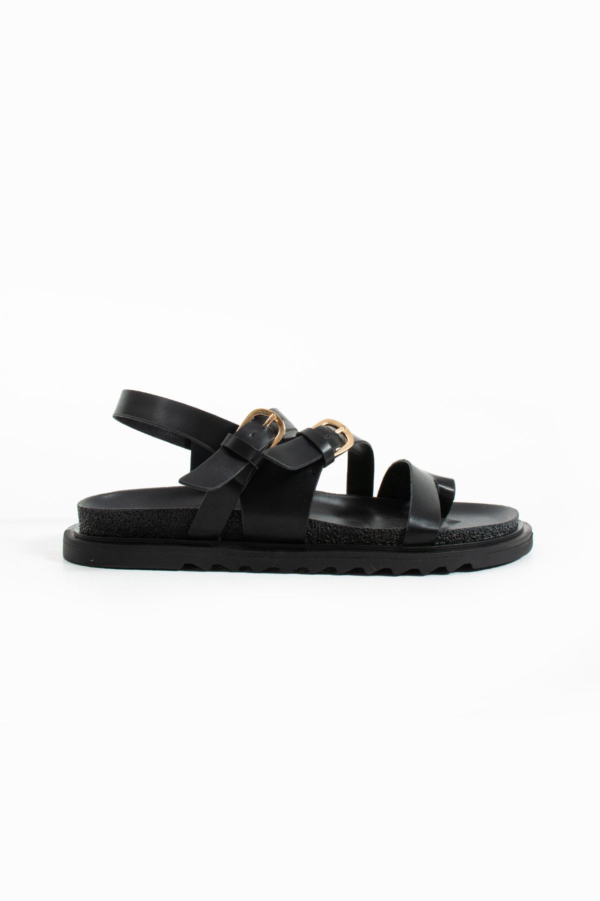 Gökçe Shoes Edina Siyah Toka Detay Parmak Arası Kadın Sandalet